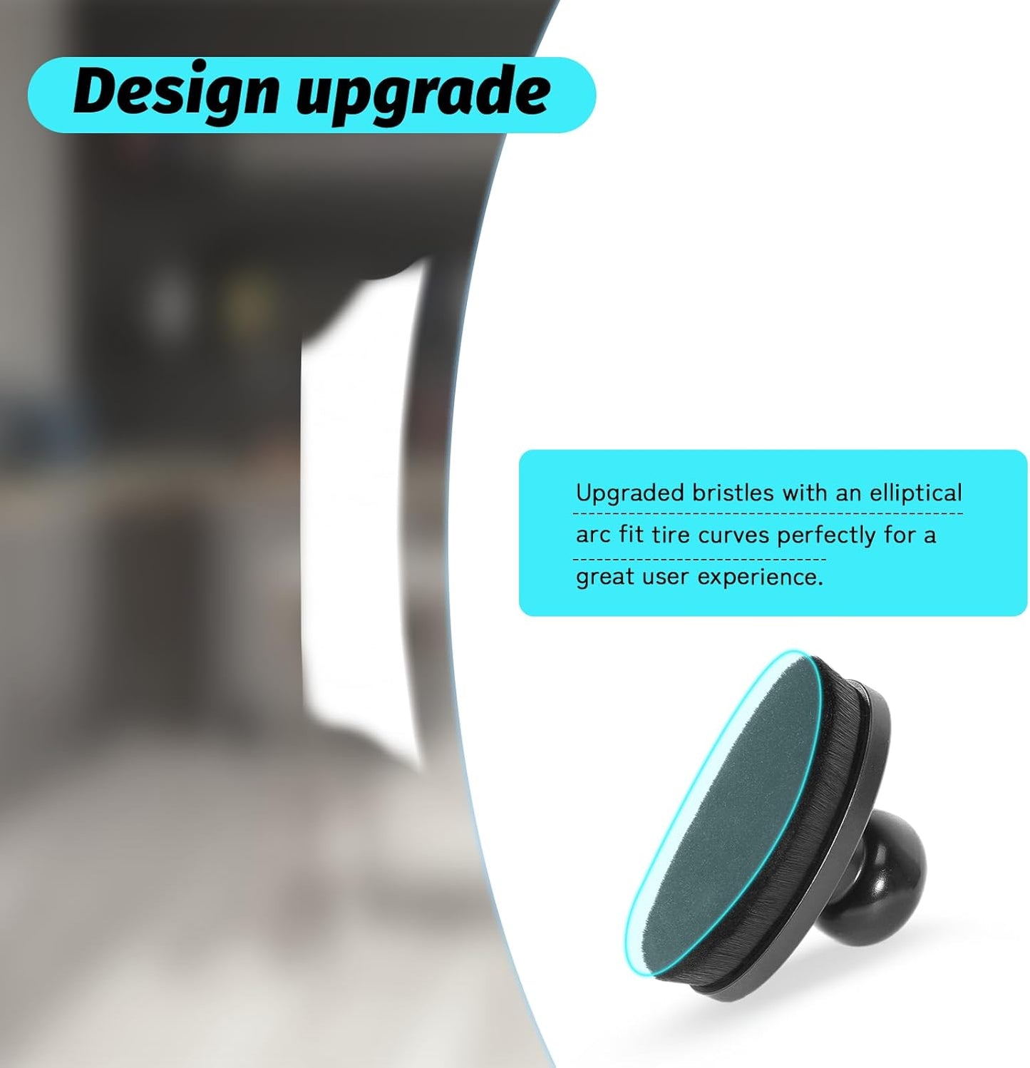 Tire Shine Brush - Curved Brush Head & Large 3.8'' Tire Dressing Applicator with Storage Stand for Automotive Detailing, Car Enthusiasts, DIY Users (Vegan, Washable, Black)