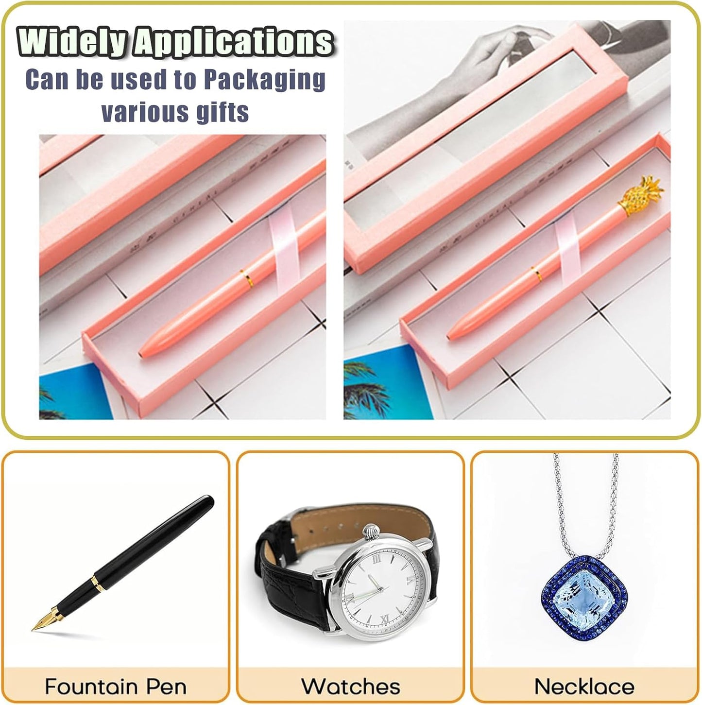 10 Pcs Empty pen gift box with Clear lid Single pen presentation Packaging Case Cardboard Jewelry Boxes with Cushion Suitable for Wedding Business Birthday Office Supplies Gift Packaging (Pink)