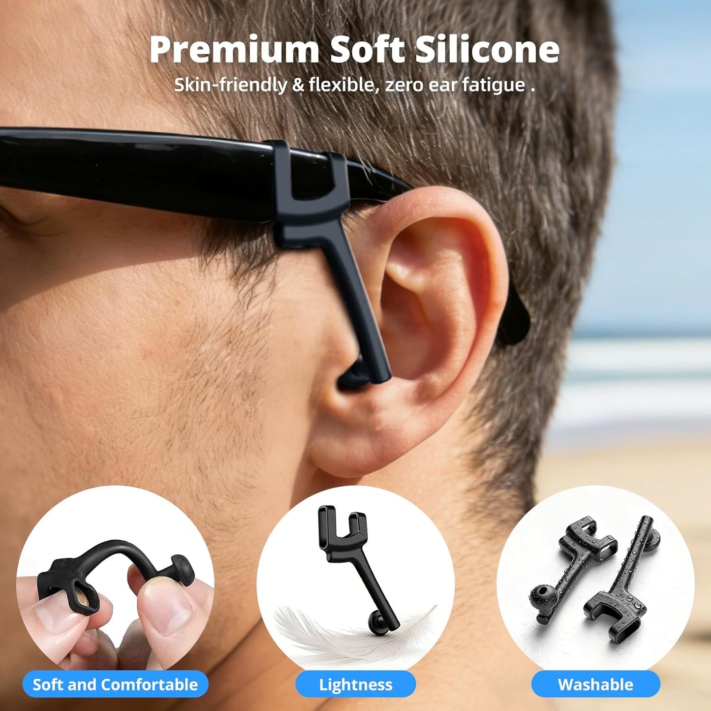 Volume Boost | Privacy Ear Tips for AI & AR Glasses (1 Pair), Silicone Passive Audio Amplifier Compatible for Ray-Ban Meta Wayfarer (& Gen2), Skyler, Headliner Sound Focusing Earbuds Accessories