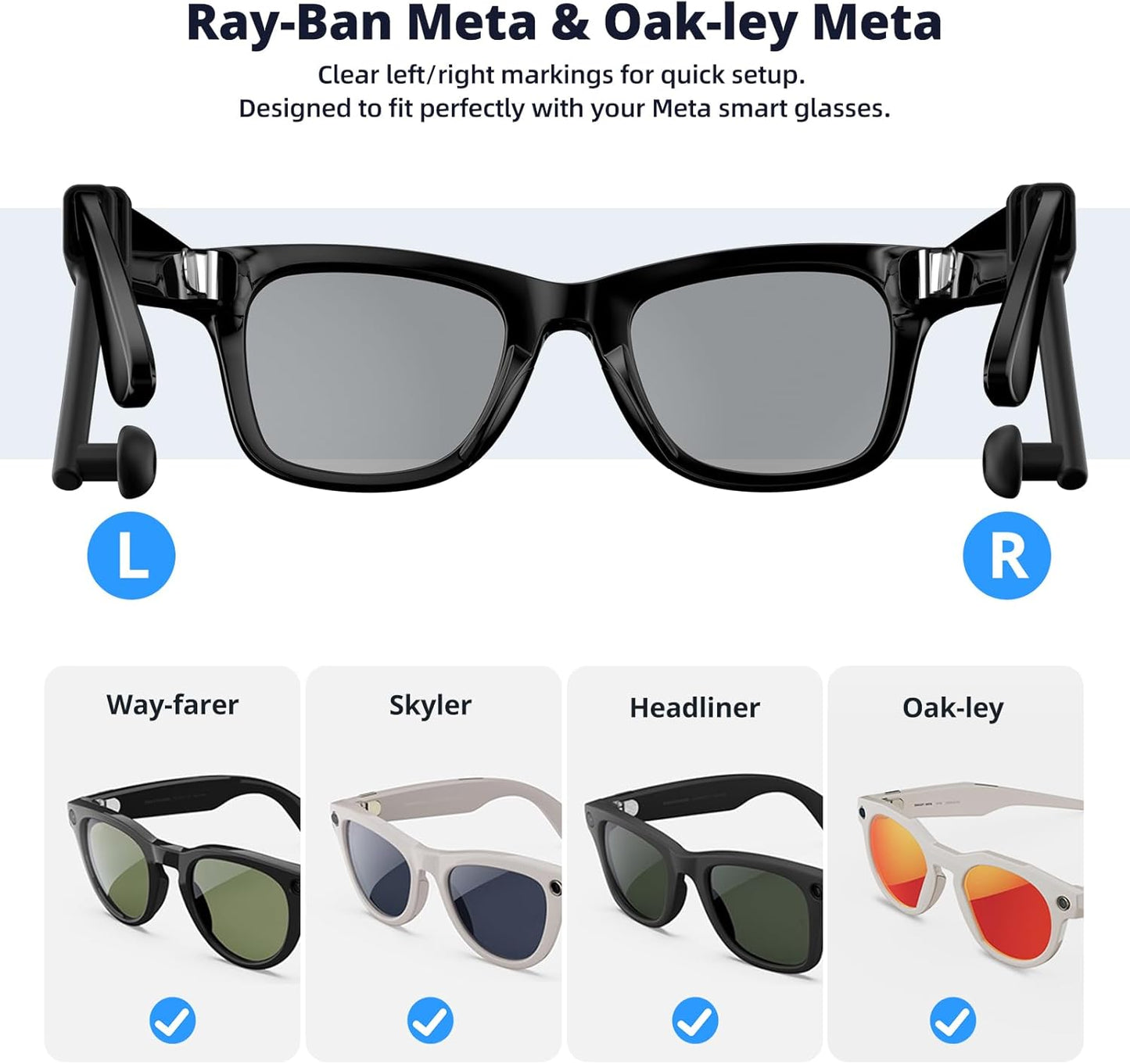 Volume Boost | Privacy Ear Tips for AI & AR Glasses (1 Pair), Silicone Passive Audio Amplifier Compatible for Ray-Ban Meta Wayfarer (& Gen2), Skyler, Headliner Sound Focusing Earbuds Accessories