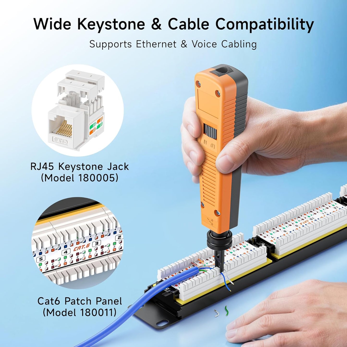 110 Punch Down Tool with 110 Blade, Ethernet PunchDown Tool, Keystone Punch Down Device for Cat 8/7/6A, Cat 6, Cat5e/5 Network
