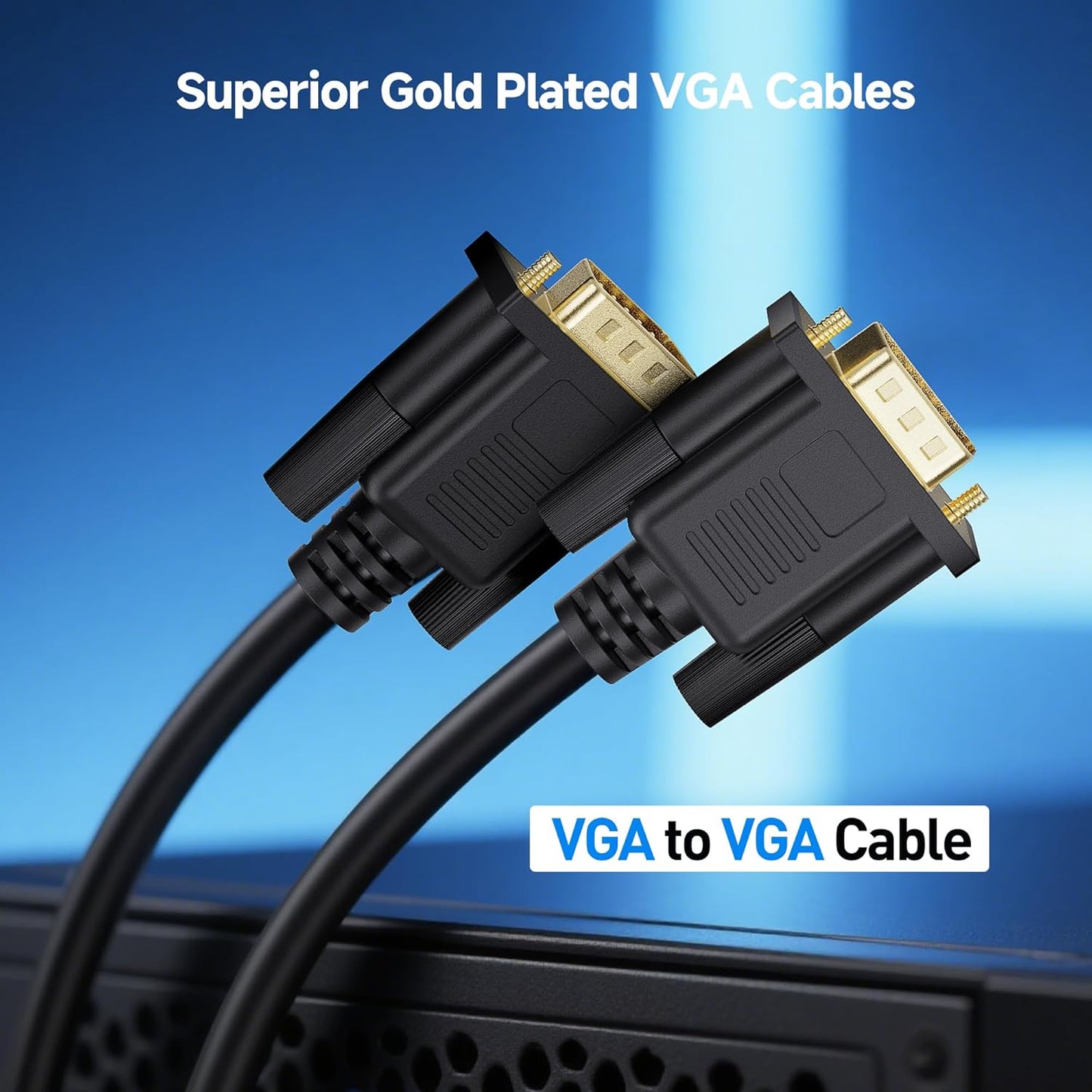 VGA Cable with Ferrites - 10ft, VGA Cord for Computer Monitor, Monitor Cable Male to Male