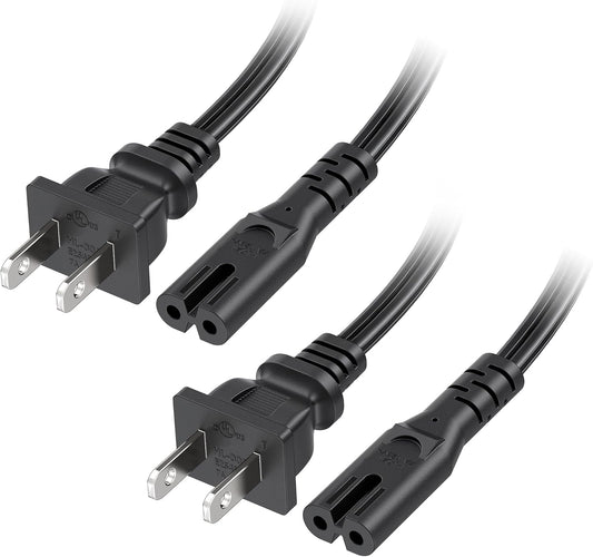 [UL Listed]  2-Pack 2 Prong TV Power Cord - 10ft, AC Power Cord, Non Polarized (NEMA 1-15P to IEC C7), Compatible with Samsung LG Sony Insignia TCL Sharp Toshiba Hisense TV PS4 PS5