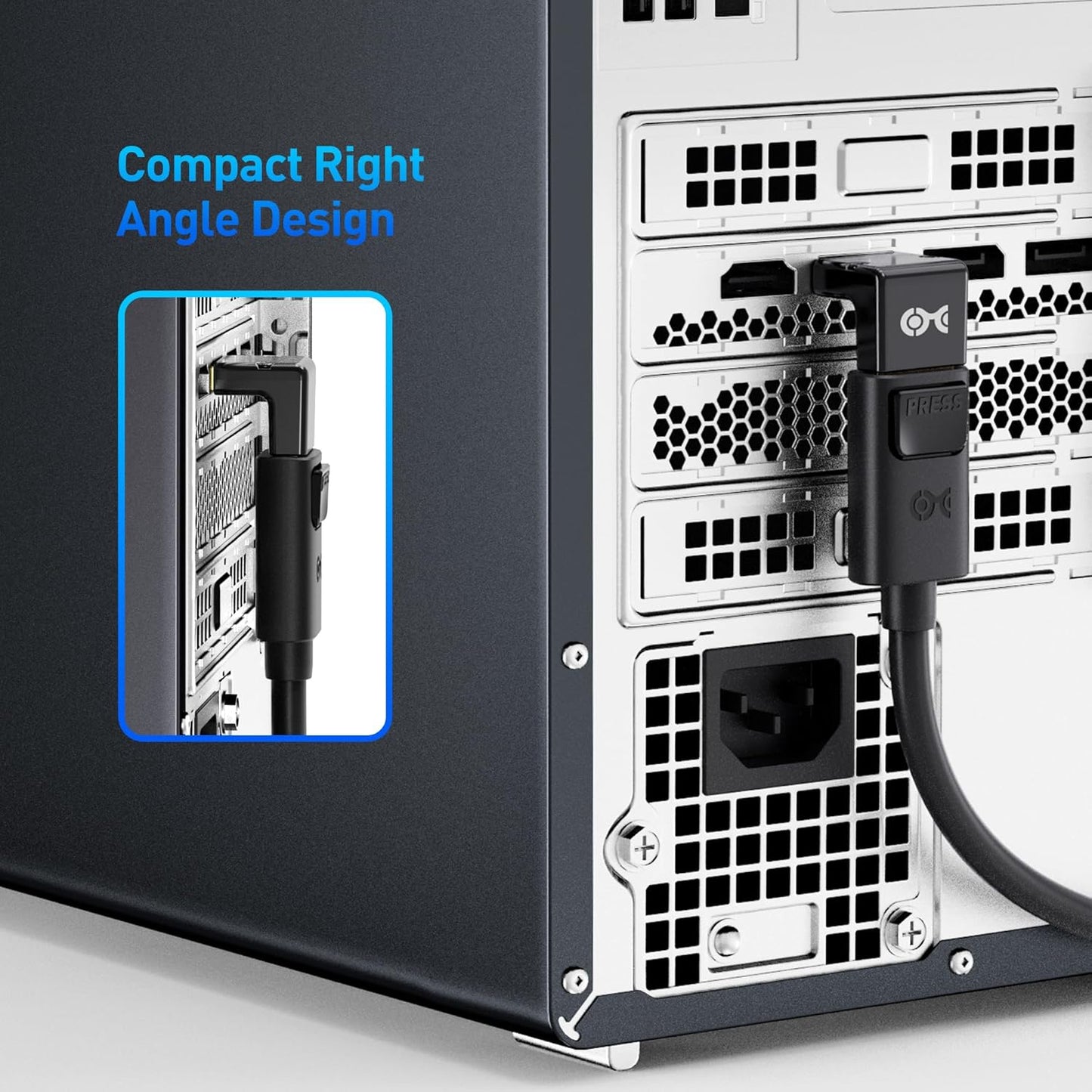 4K@240Hz Right Angle DisplayPort 1.4 Adapter, 8K DisplayPort 90 Degree Adapter, Black