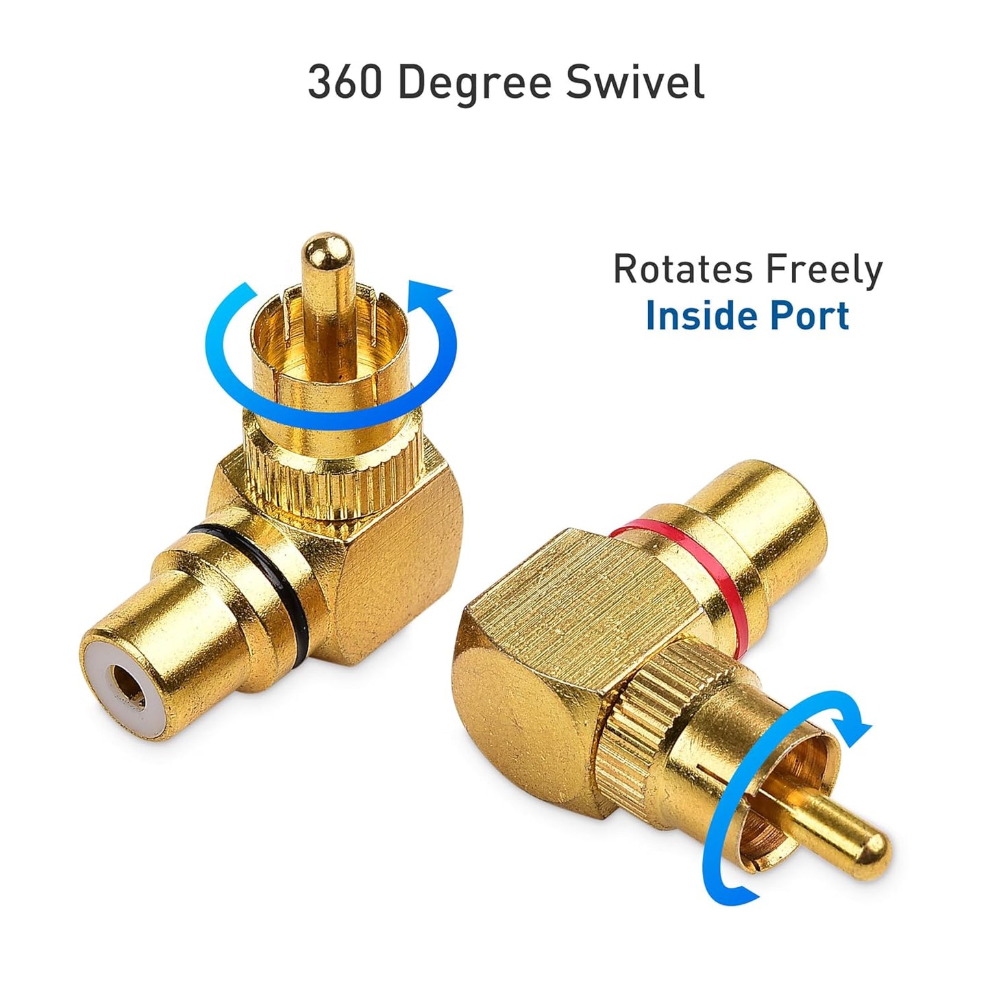 2-Pack Right Angle RCA Adapter, 90 Degree RCA Adapter