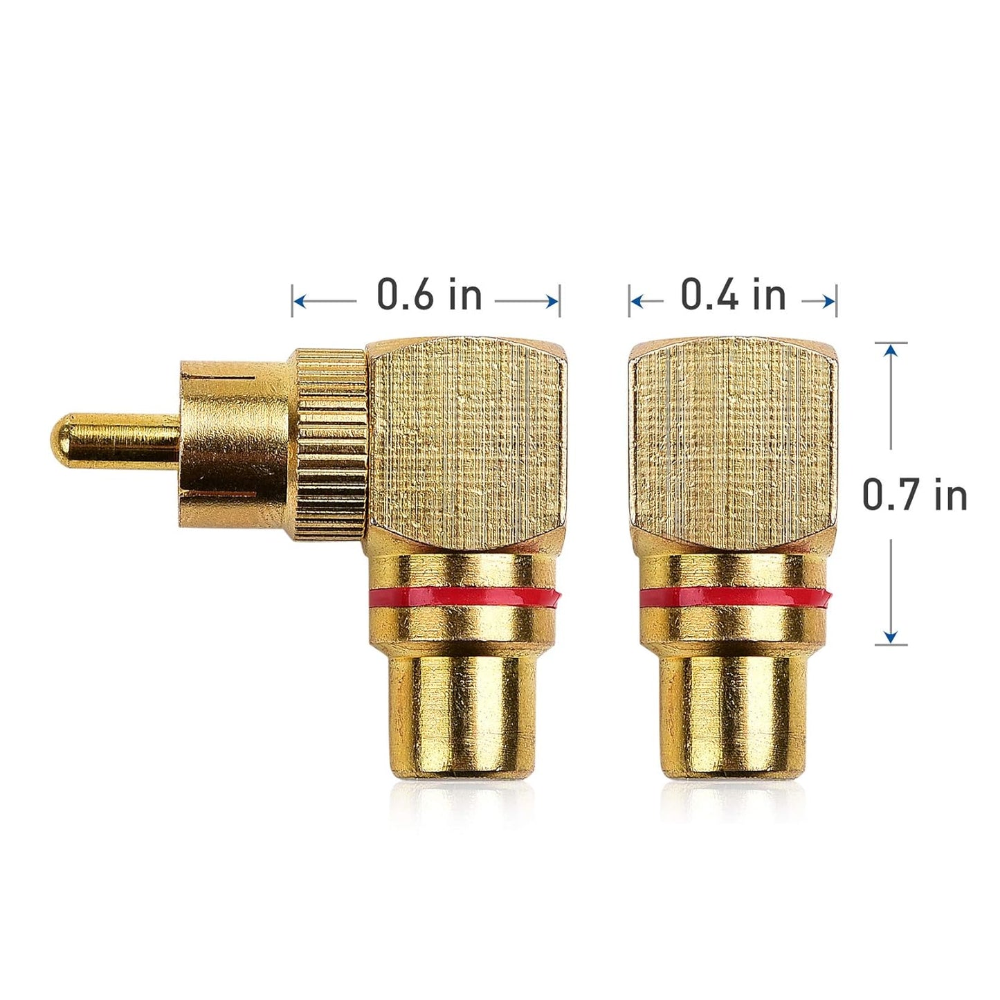 2-Pack Right Angle RCA Adapter, 90 Degree RCA Adapter