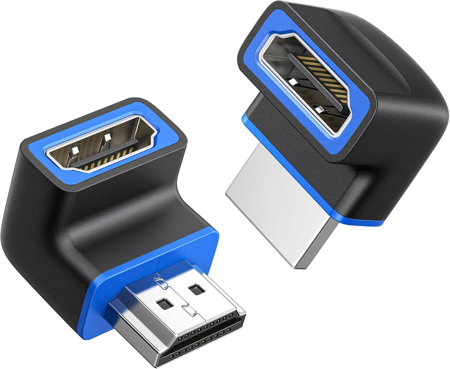 Combo-Pack 48Gbps 8K Right Angle HDMI 2.1 Adapters with HDR, Supports 8K@60Hz / 4K@240Hz, 270 Degree and 90 Degree HDMI Adapter Male to Female, Black