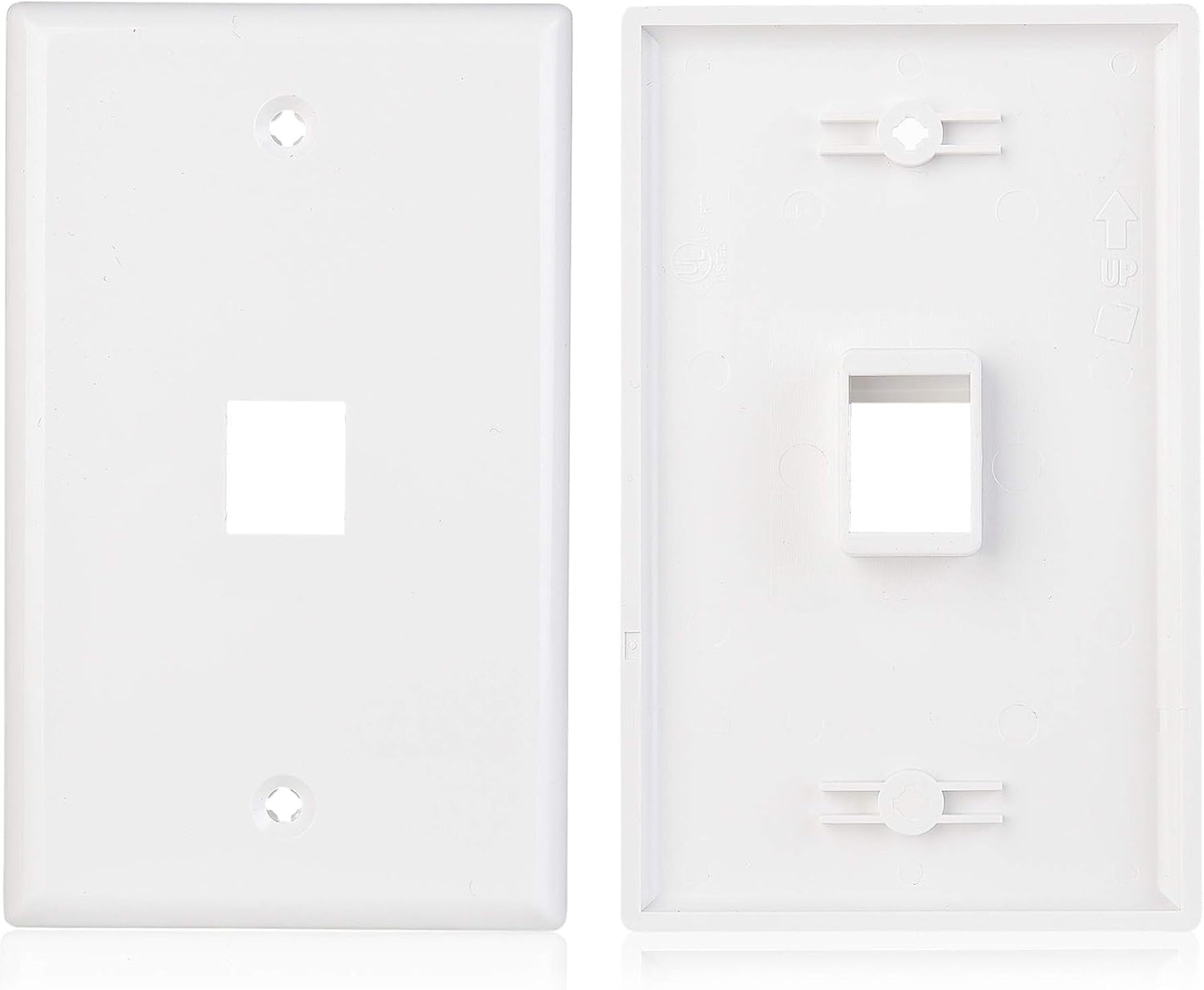 2-Pack 1-Port Ethernet Wall Plate, White, Cat6 Wall Plate, Cat5e Ethernet Outlet with White RJ45 Keystone Jack