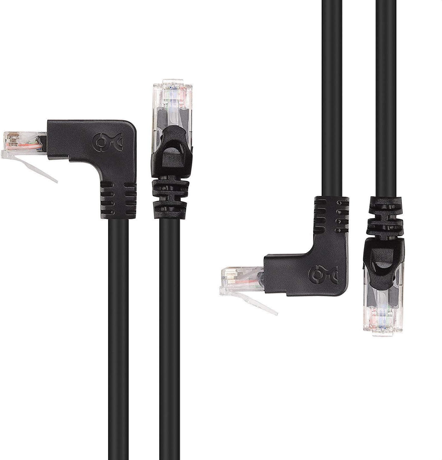 10Gbps Combo-Pack 90 Degree Cat 6 Ethernet Cable - 5ft, Cat6 Right Angle Ethernet Cable (Right Angle Up and Down Connectors)