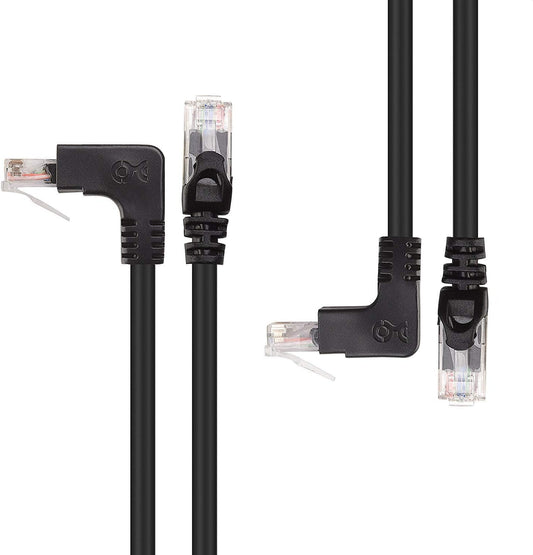 10Gbps Combo-Pack 90 Degree Cat 6 Ethernet Cable - 5ft, Cat6 Right Angle Ethernet Cable (Right Angle Up and Down Connectors)