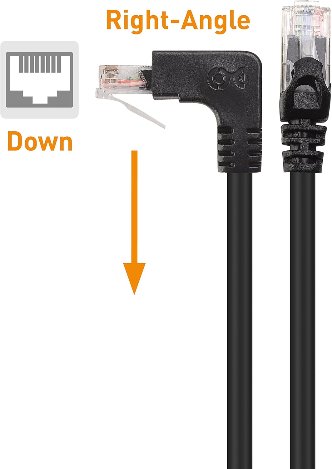 10Gbps Combo-Pack 90 Degree Cat 6 Ethernet Cable - 5ft, Cat6 Right Angle Ethernet Cable (Right Angle Up and Down Connectors)