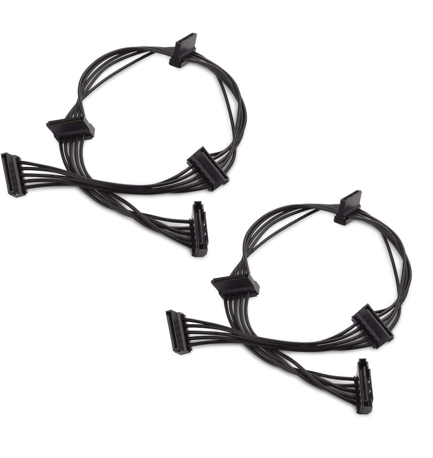 2-Pack 15 Pin SATA to 4 SATA Power Splitter Cable - 18 Inches