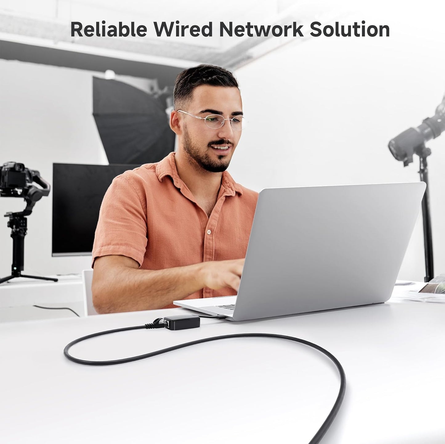 10Gbps Snagless Cat 6 Ethernet Cable - 25ft, Slim Profile Cat 6 Cable, Cat6 Cord, Thin Ethernet Cord, Black