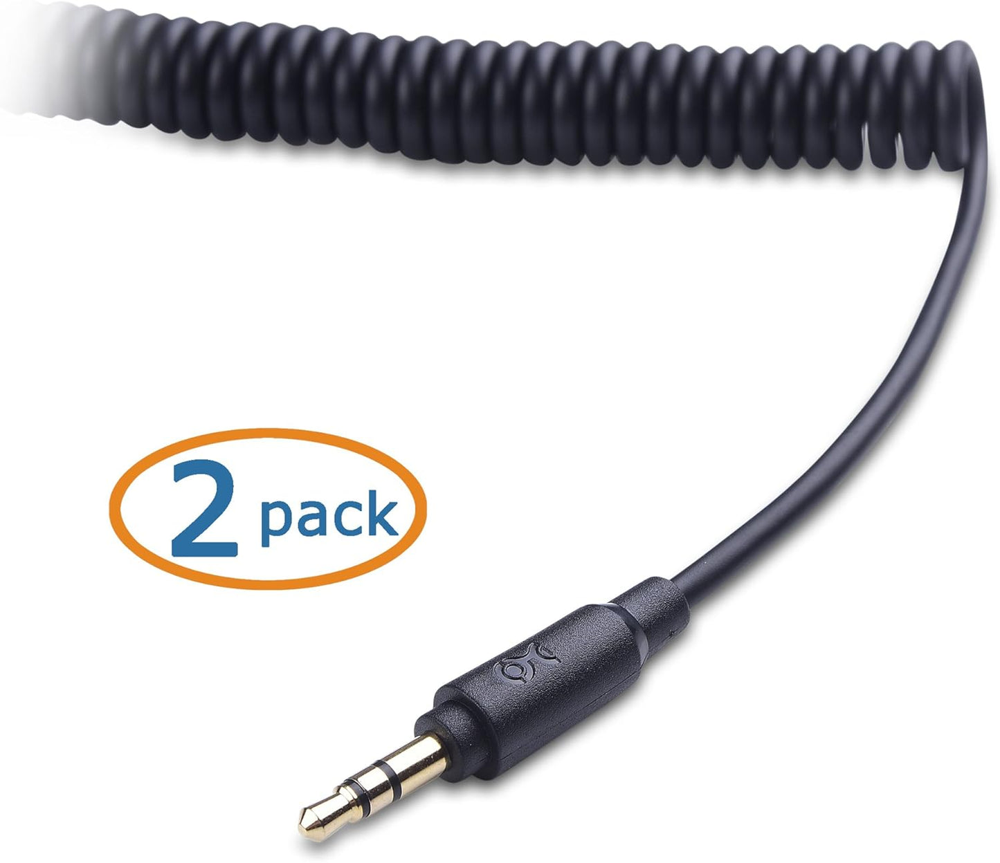2-Pack Coiled 3.5mm Male to Male Stereo Audio Cable - Stretches from 2 to 4 Feet