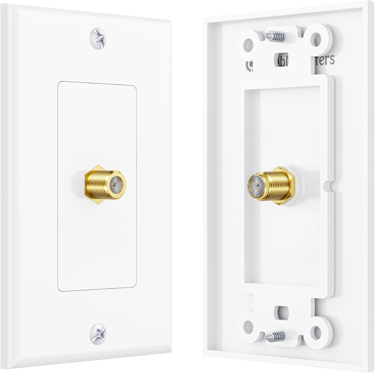 2-Pack 1-Port TV Cable Wall Plate (Coax Wall Plate) in White