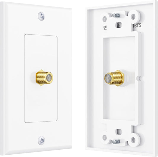 2-Pack 1-Port TV Cable Wall Plate (Coax Wall Plate) in White