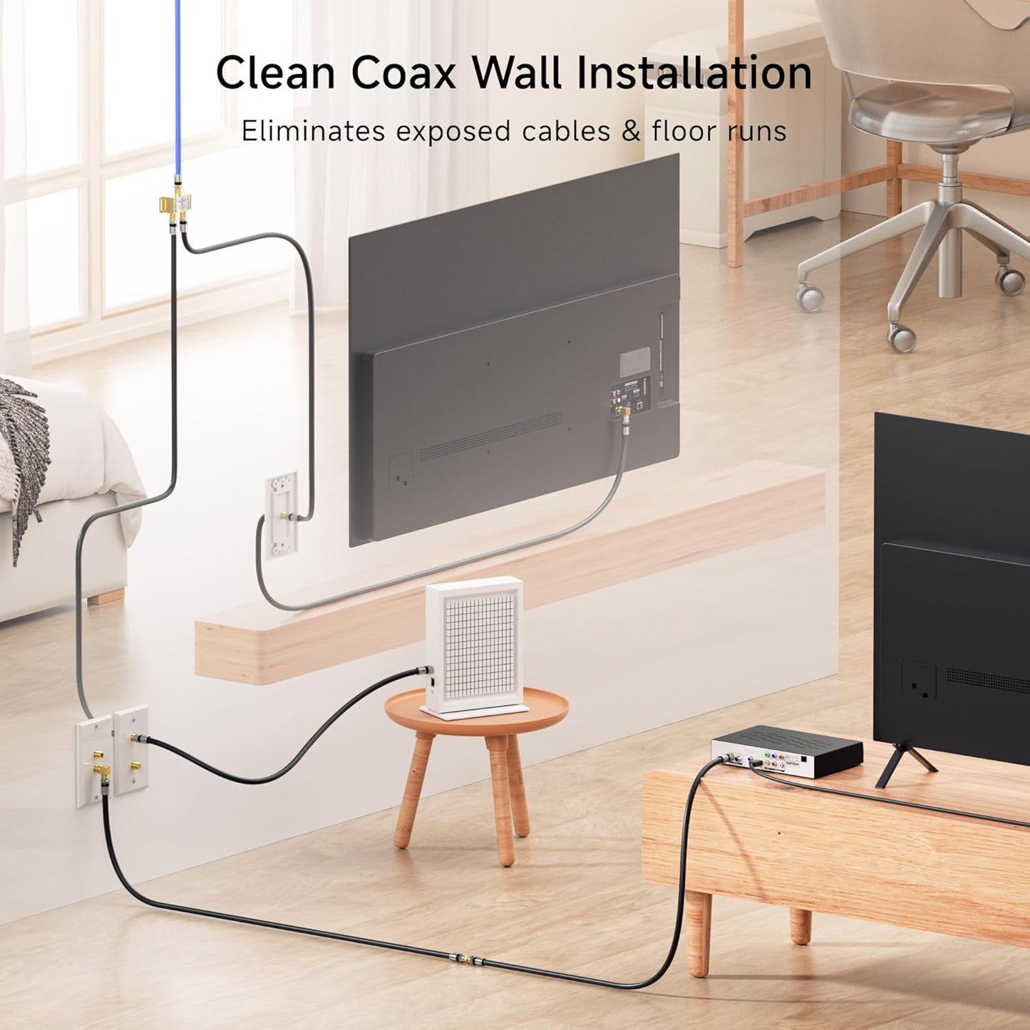 2-Pack 1-Port TV Cable Wall Plate (Coax Wall Plate) in White