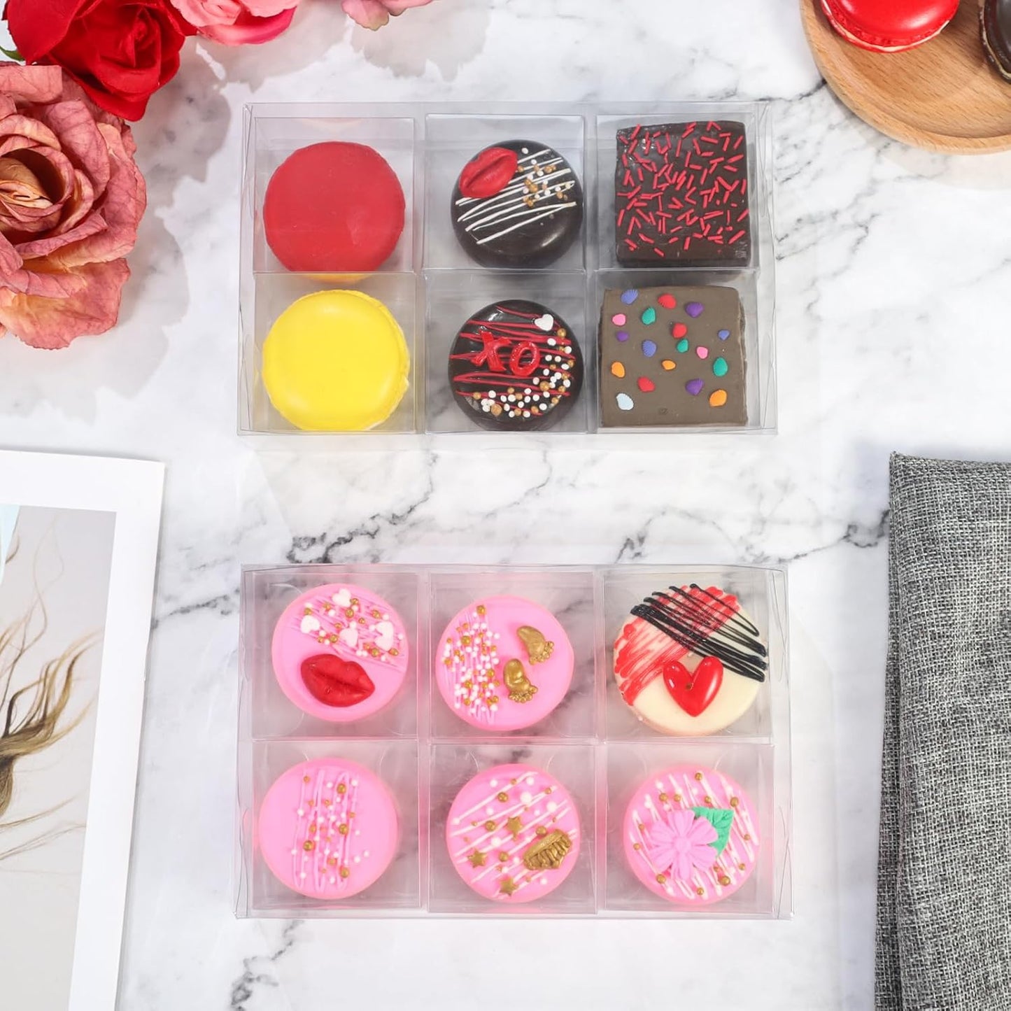 50Pcs 2.17x2.17x1.38 Inch Single Boxes for Chocolate Covered Ore, Macaron, Brownie, Treat, Candy, Small Gifts - Wedding, Bridal Shower, Birthday Party Favors