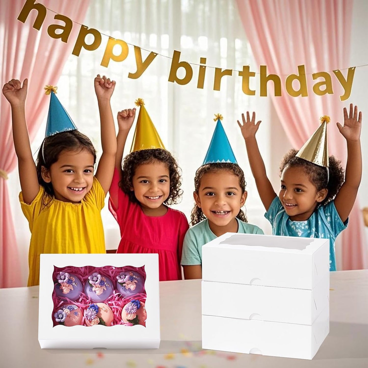 8PCS White Bakery Boxes with Window, 8x6x2.5 Inch Gift-Ready Pastry Box for Chocolate Strawberries, Macarons, Donuts, Truffles, Ores, Cookies, Donuts, Perfect for Different Holiday Celebrate