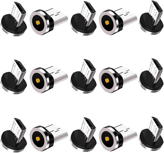 Magnetic Charging Tips Micro-USB 15pcs,1Pin 360° Rotate Connector Adapter for Micro USB Ports Series,Just Plugs to Charging/Water-dustproof/antioxidant Without Cord&Non-Data