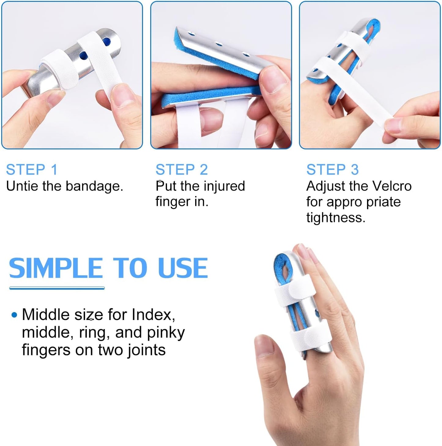 Finger Splint, 2pcs Finger Support Brace for Arthritis Knuckle Immobilizationm, Middle Size