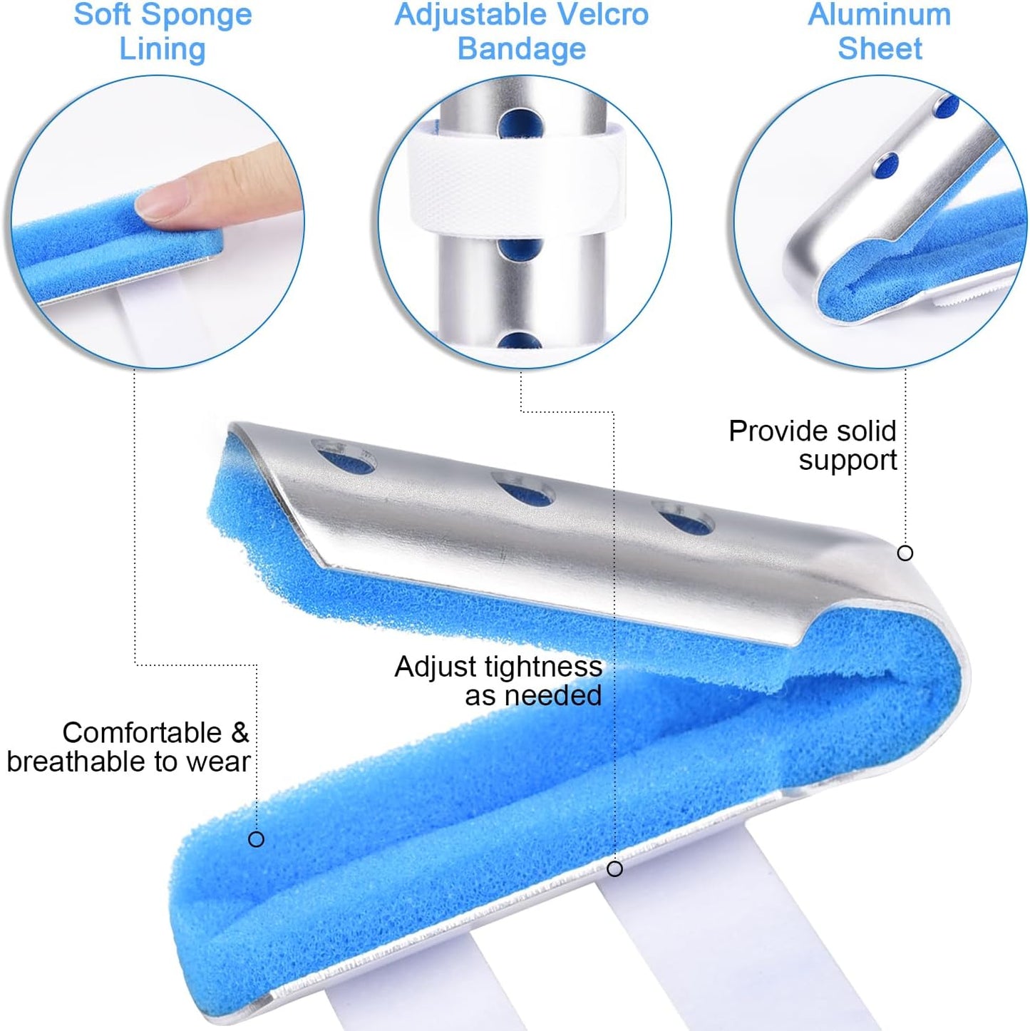 Finger Splint, 2pcs Finger Support Brace for Arthritis Knuckle Immobilizationm, Middle Size