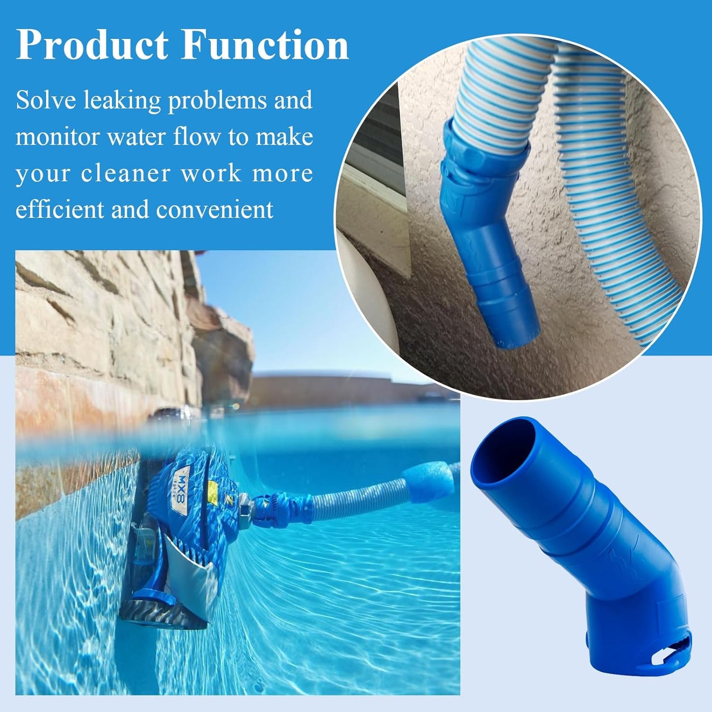 1 Pc R0532400 Cleaner Twist-Lock 45-Degree Elbow Extension, Fit for Baracuda T5 Duo & Zodiac MX6/MX8 Suction Side Automatic Pool Cleaners, Fit into Pool Wall Tightly to Operate Sweeper or Skimmer