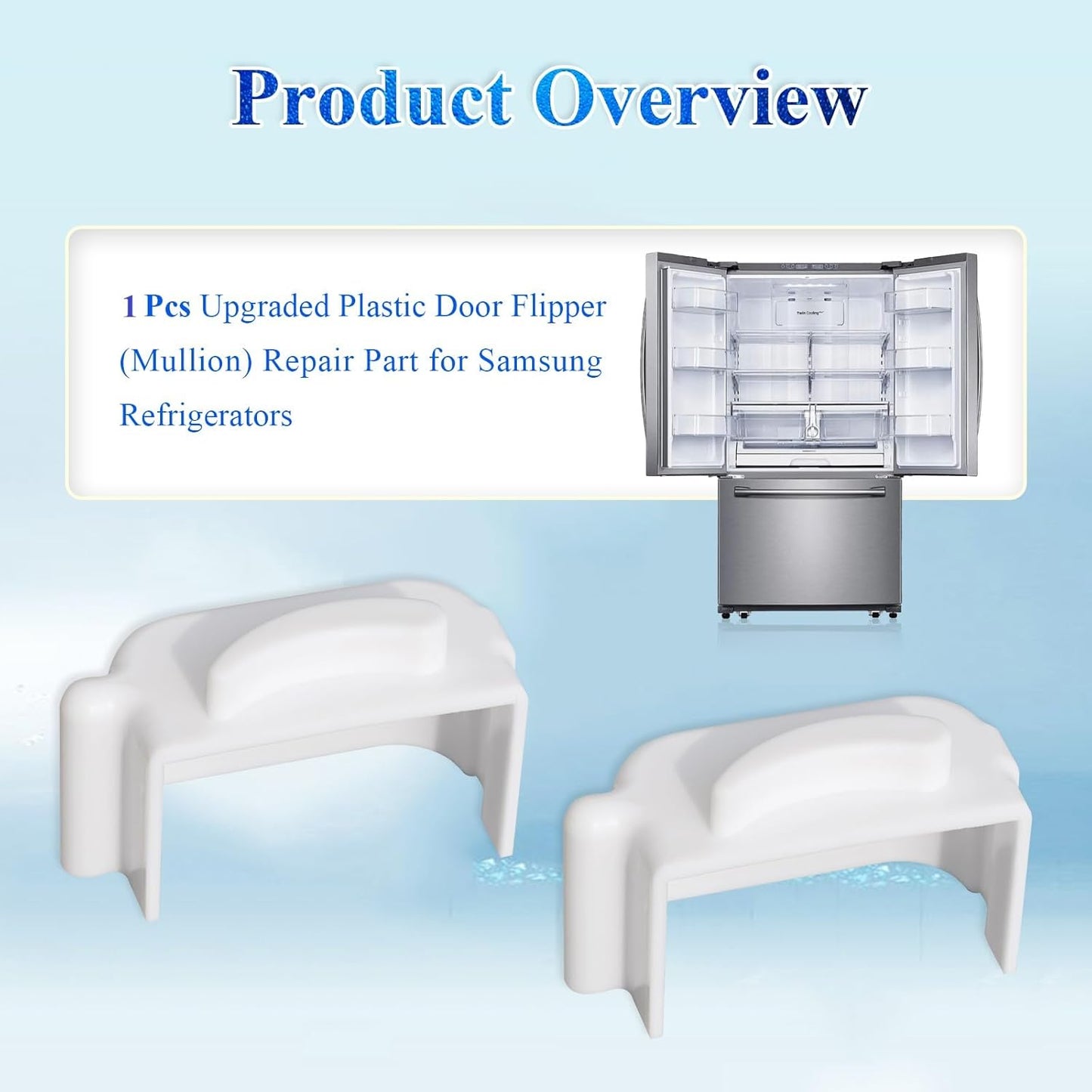 Refrigerator Door Flipper (Mullion) Repair Topper, Fit for Samsung Refrigerator RF28HDEDBSR, RF28HDWDBSR, RF31FMESBSR/AA, Compatible with Door Flipper DA97-12684D, DA97-12624A, DA97-12624B, 1 Pc White