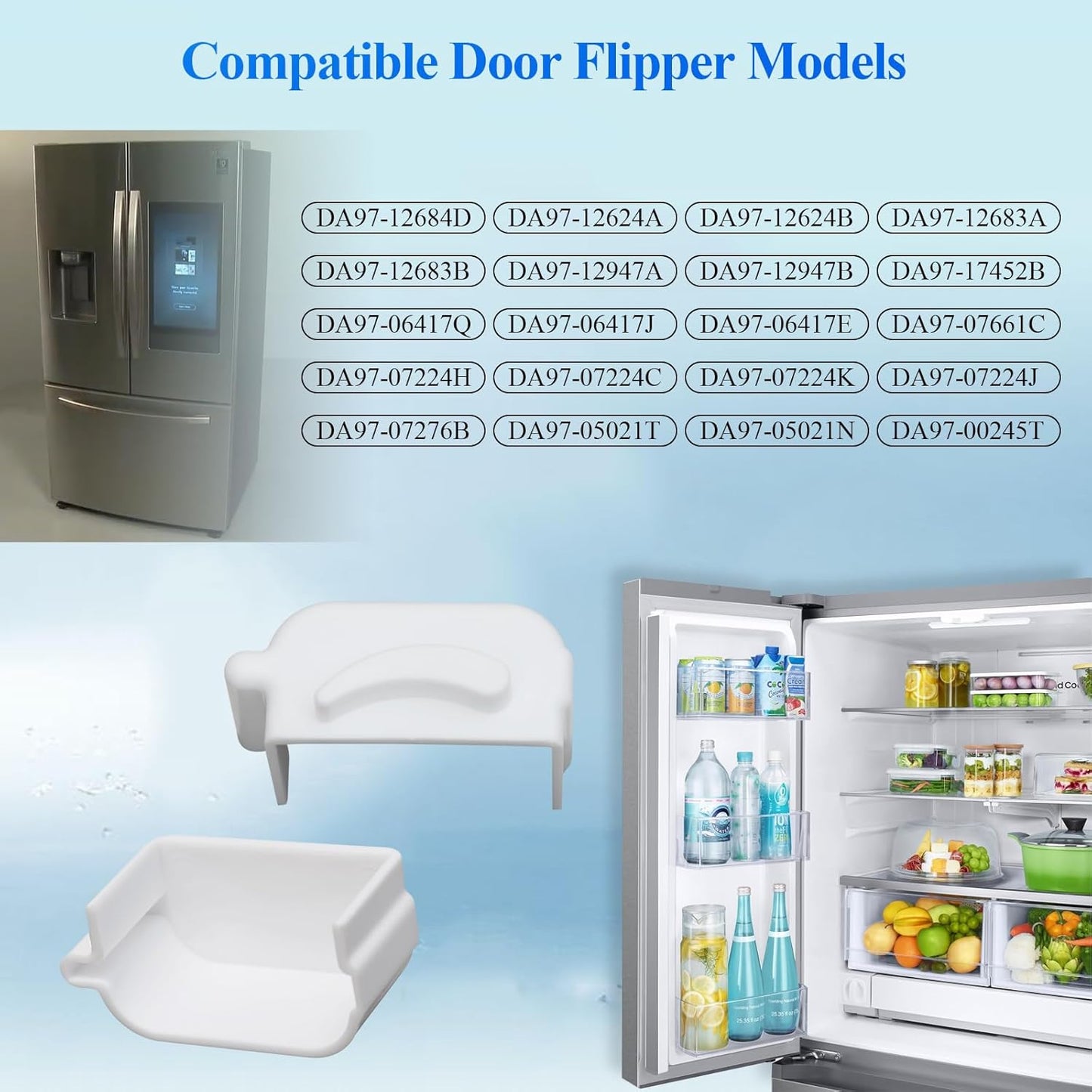 Refrigerator Door Flipper (Mullion) Repair Topper, Fit for Samsung Refrigerator RF28HDEDBSR, RF28HDWDBSR, RF31FMESBSR/AA, Compatible with Door Flipper DA97-12684D, DA97-12624A, DA97-12624B, 1 Pc White