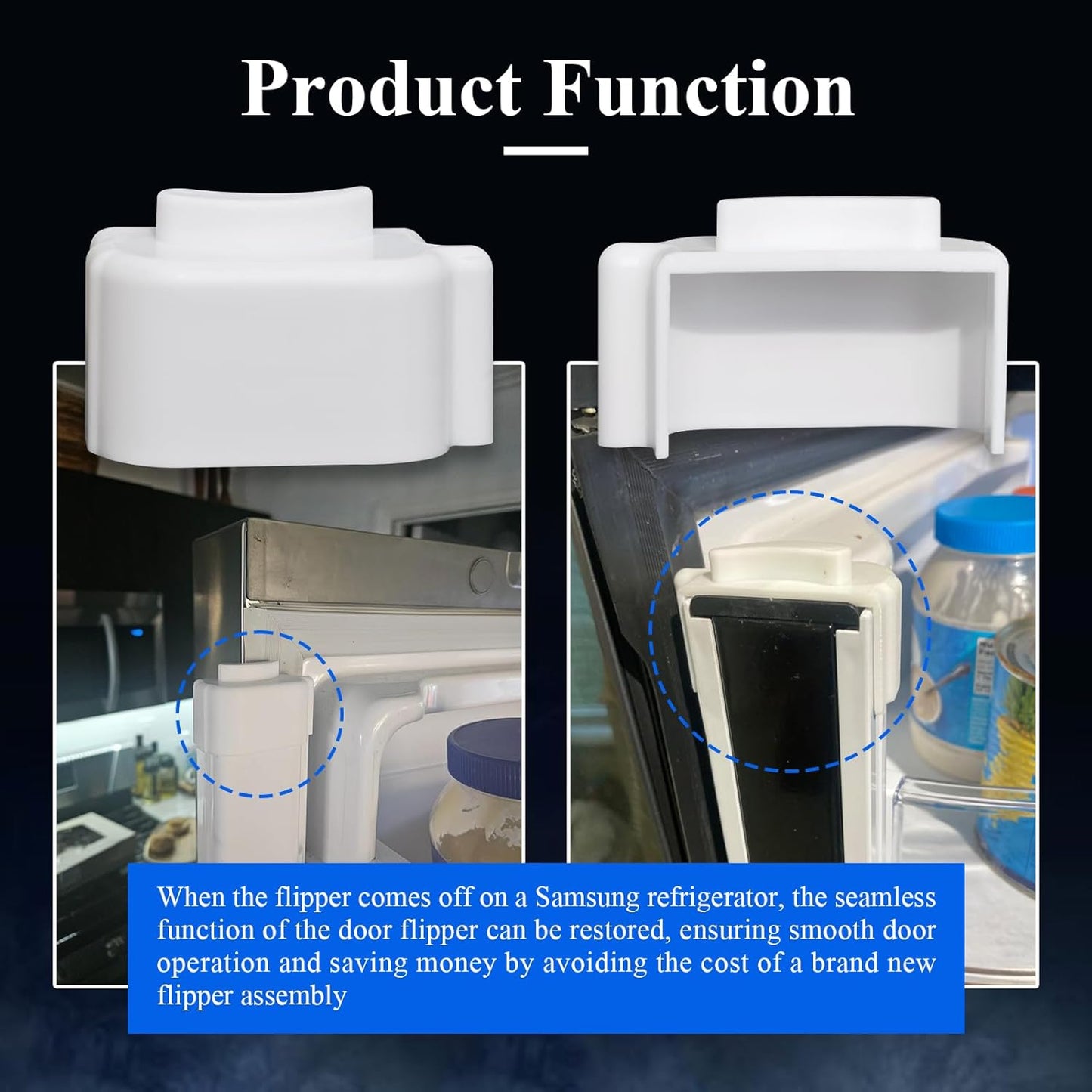 Refrigerator Door Flipper (Mullion) Repair Topper, Fit for Samsung Refrigerator RF28HDEDBSR, RF28HDWDBSR, RF31FMESBSR/AA, Compatible with Door Flipper DA97-12684D, DA97-12624A, DA97-12624B, 1 Pc White
