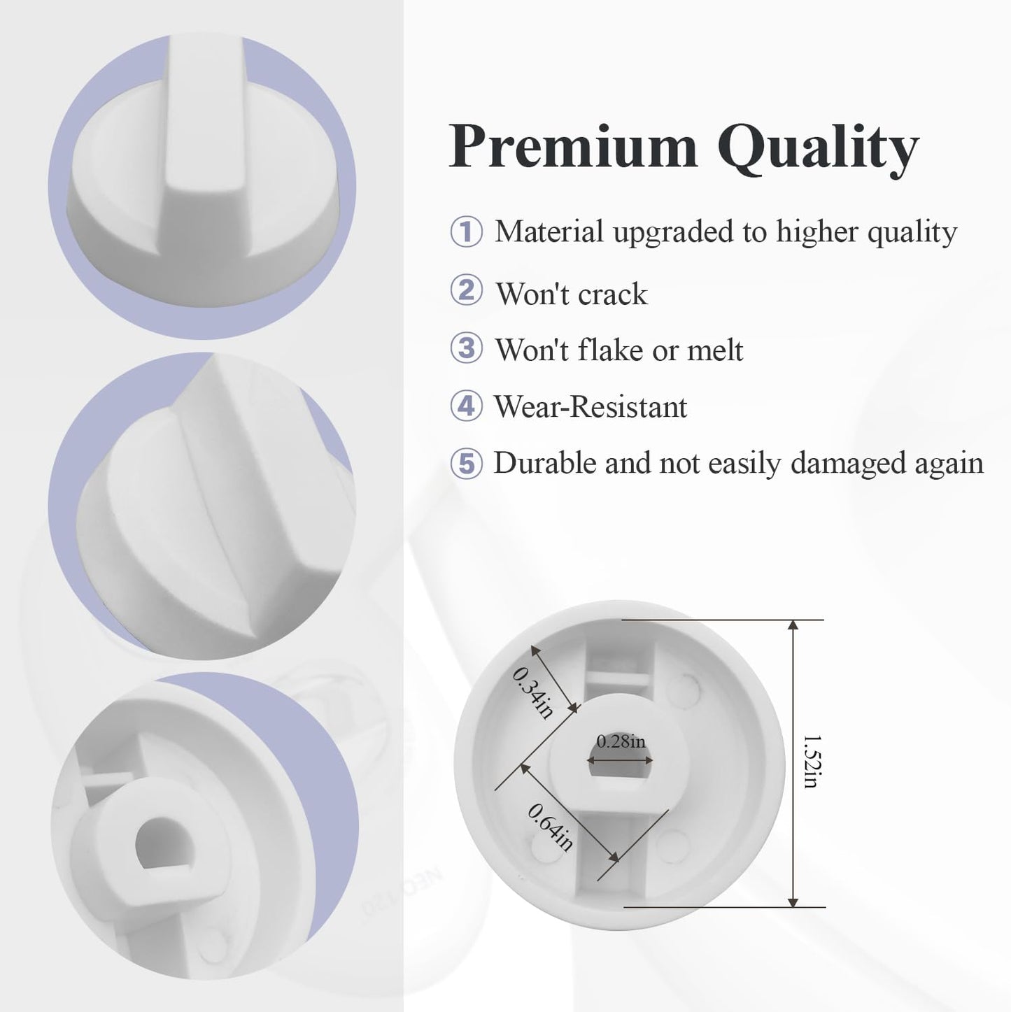 Bidet Seats Replacement Knob Compatible With Luxe Bidet Neo 120 & Neo 185, Knob Accessories for Luxe Bidet Neo 120 & Neo 185, Neo Knob, Non-Electric Bidet Attachment for Toilet Seat, 2 Pcs White