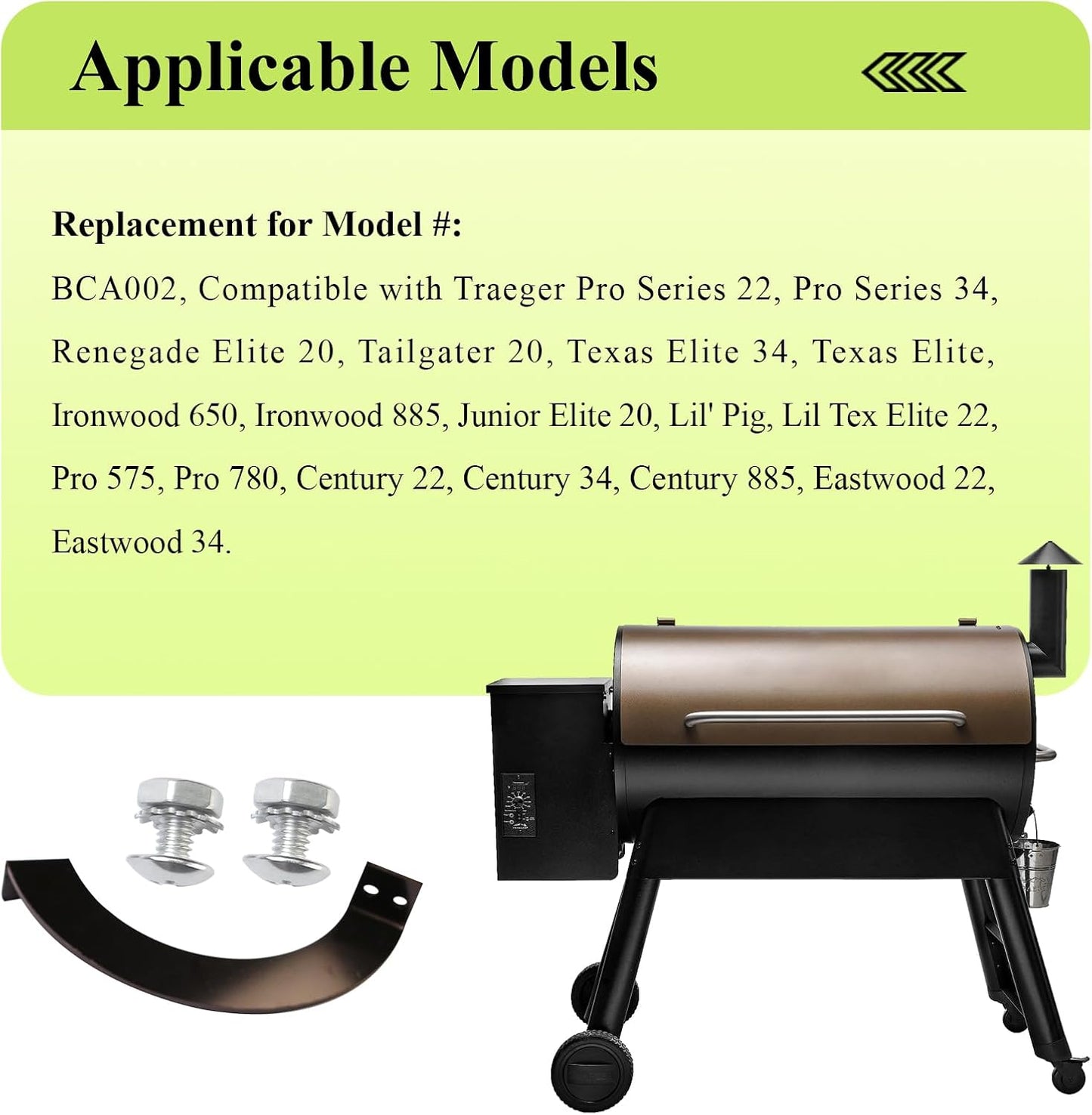 Newly Upgraded BCA002 Grill Lid Door Stop Arc Right Side for Most Traeger Grills, Fits Pro Series 22, Tailgater 20, Century 885, Eastwood 22, Include Door Stop Arc (Right Side) W/Screw