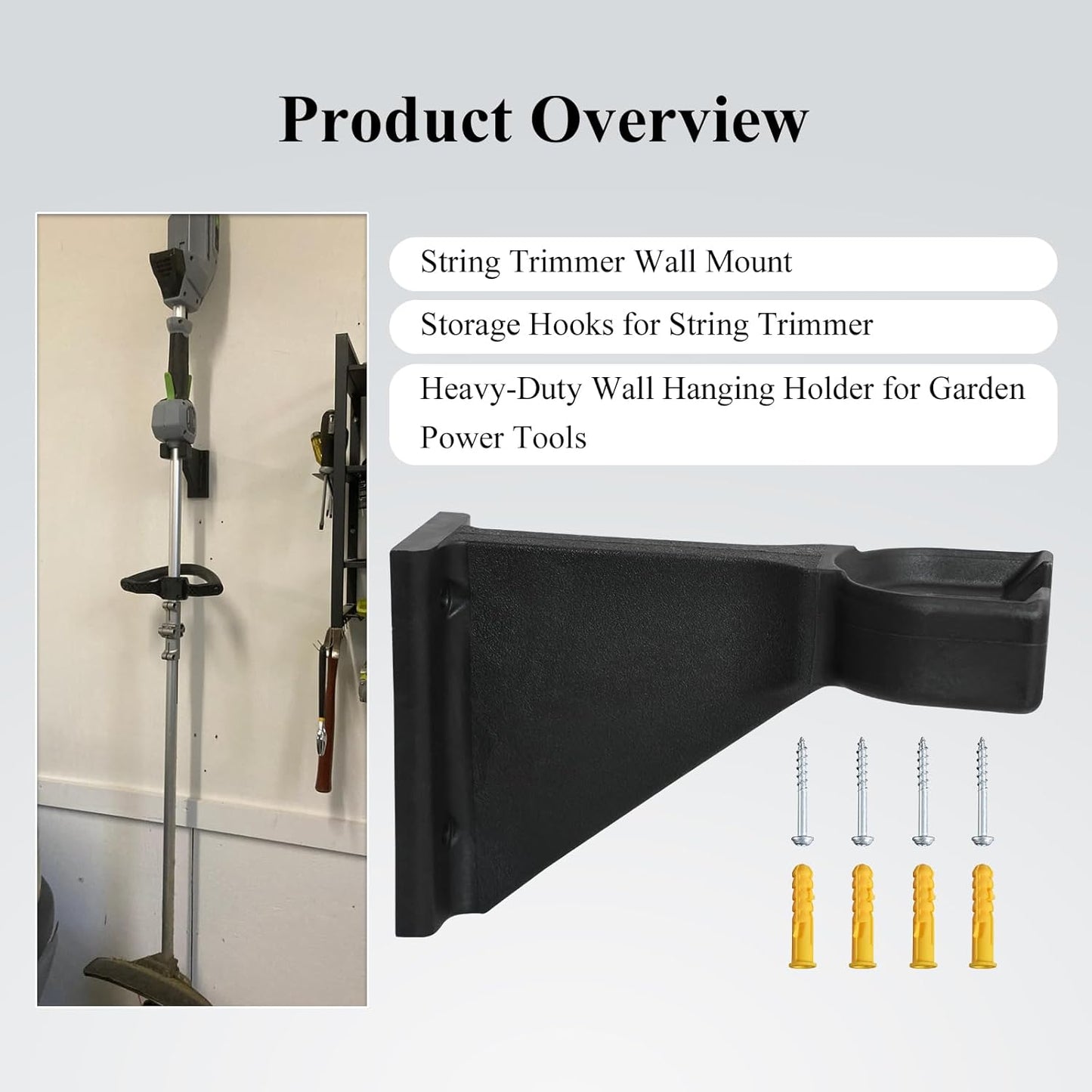 Premium Heavy-Duty Wall Hanging Holder for Garden Power Tools, Garage Storage Organizer, Storage Hooks for Trimmer, Holds up to 250lbs, Fits EGO 56V Trimmer and Edger, Ego Power/Edger(1Pcs/4-Hole)