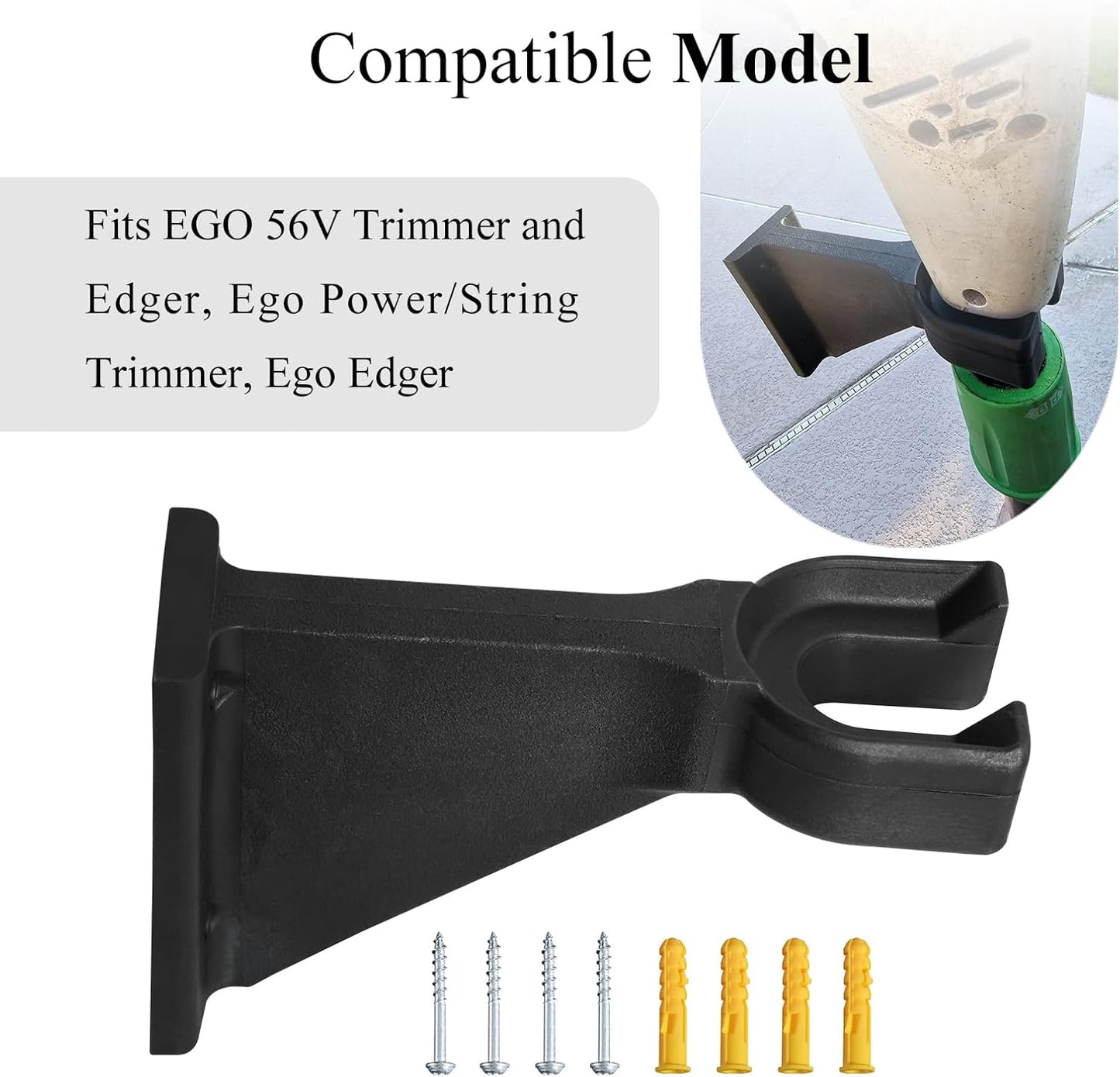 Premium Heavy-Duty Wall Hanging Holder for Garden Power Tools, Garage Storage Organizer, Storage Hooks for Trimmer, Holds up to 250lbs, Fits EGO 56V Trimmer and Edger, Ego Power/Edger(1Pcs/4-Hole)