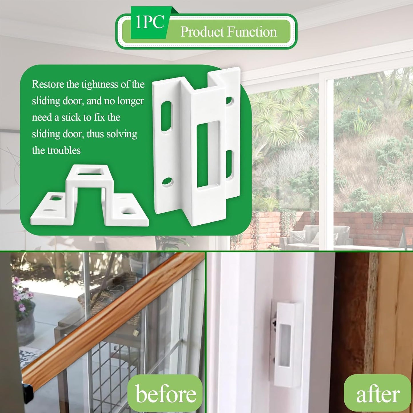 1 Pc E 2124 Aluminum Sliding Door Keeper, for Hook Style Latch, Extruded Sliding Patio Door Latch, Fit for Pella, Micron 1200 Series, Viking Doors and Other Sliding Glass Doors