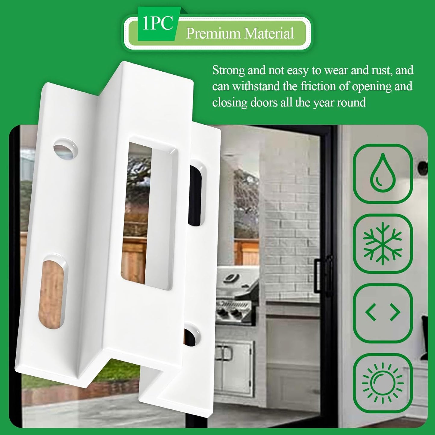 1 Pc E 2124 Aluminum Sliding Door Keeper, for Hook Style Latch, Extruded Sliding Patio Door Latch, Fit for Pella, Micron 1200 Series, Viking Doors and Other Sliding Glass Doors