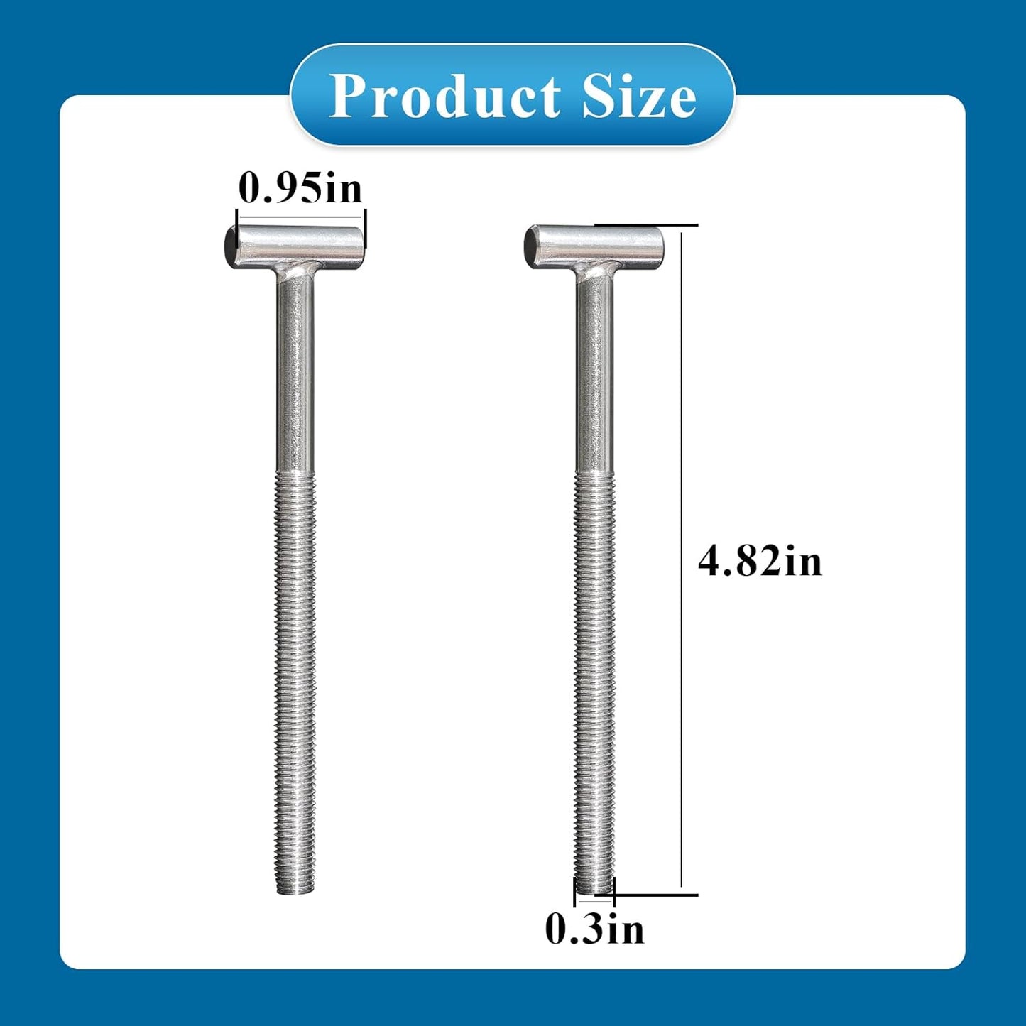 2 Pcs 070428Z T-Bolt Stainless Steel Screws for Pool/Spa D.E. Filters, Fits Pentair SM & SMBW 2000 Series, Nautilus Plus Pool Compatible with 194997, 53108900, DEX2420JKIT, DEX2400JN Nut Assemblies