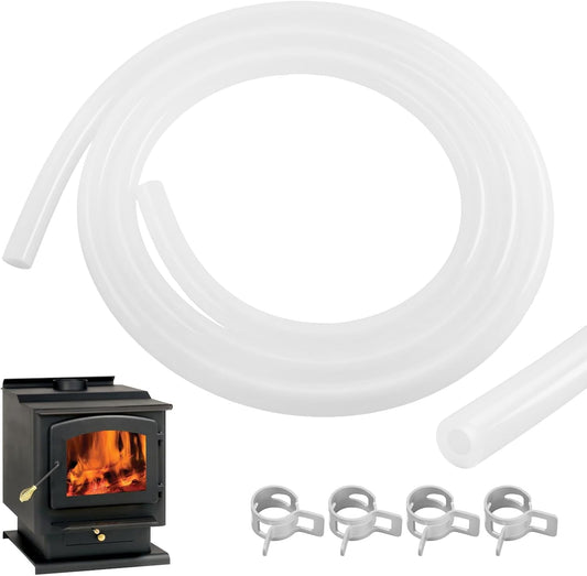 20093K Pellet Stove Silicone Vacuum Pressure Hose for Vacuum Shutdown and Firebox Pressure Switches, Fit for Most Englander Pellet Stove Models, 5 Feet Clear Tubing Hose with 4 Clips, Part# PU-VH