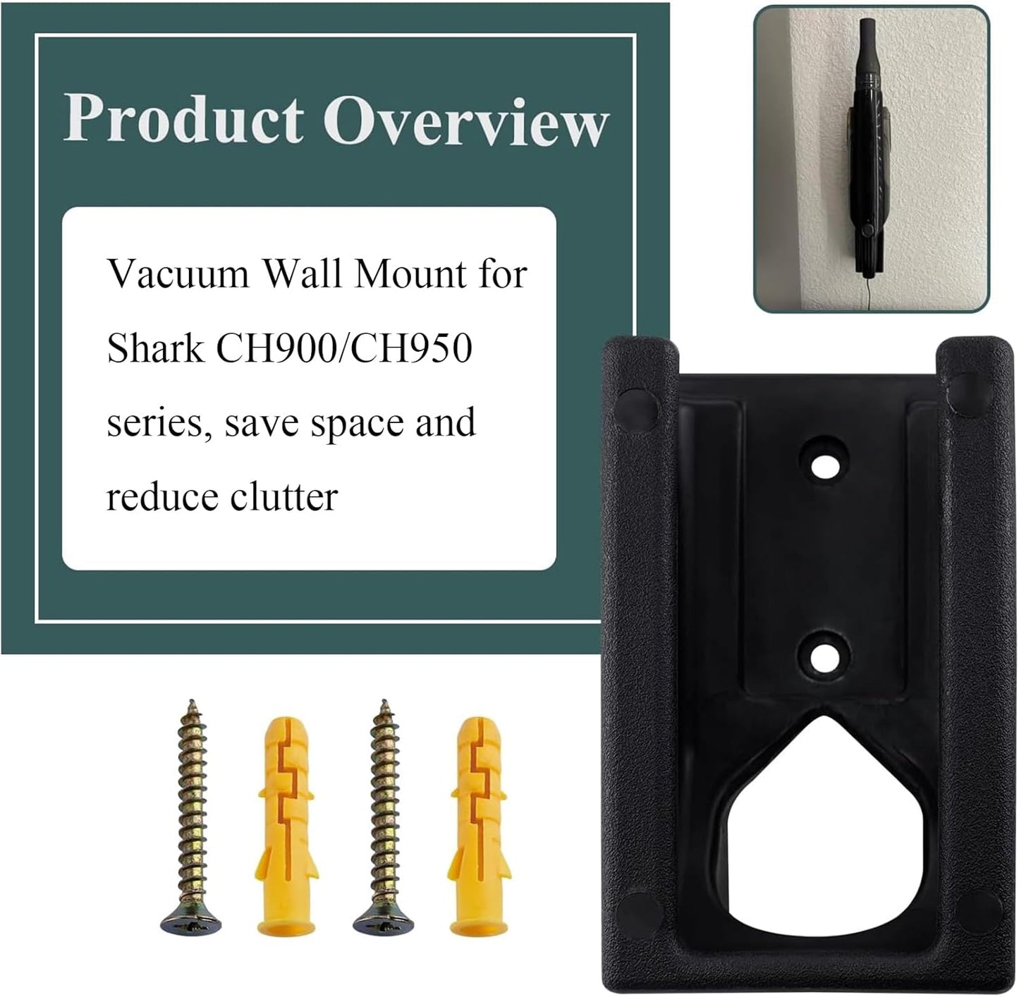 1 Pc Wall Mount Vacuum Holder Compatible with Shark Handheld Vacuum Models CH900WM, CH951, CH951C, CH901, CH950, Charging Dock, Mounts Easily to The Wall, Save Space & Reduce Clutter
