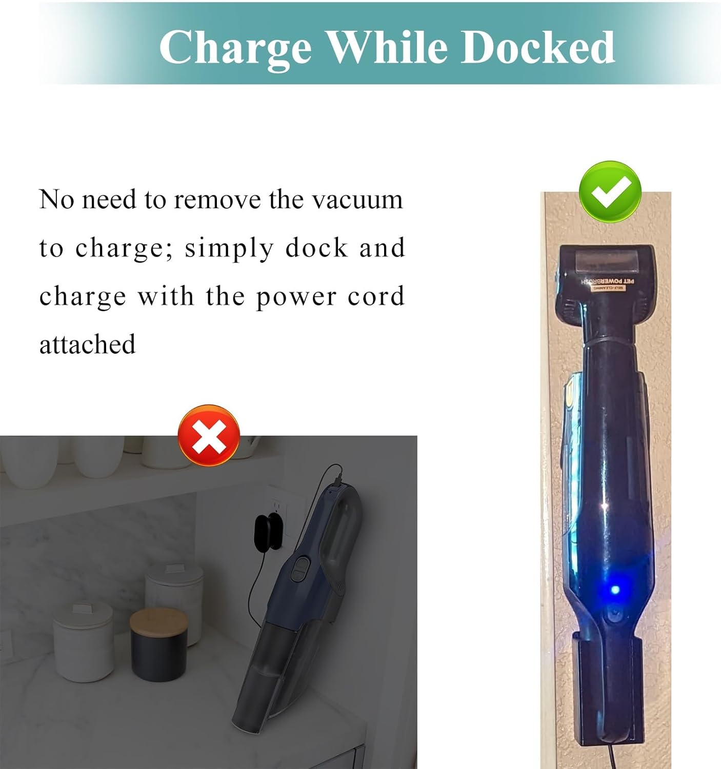 1 Pc Wall Mount Vacuum Holder Compatible with Shark Handheld Vacuum Models CH900WM, CH951, CH951C, CH901, CH950, Charging Dock, Mounts Easily to The Wall, Save Space & Reduce Clutter