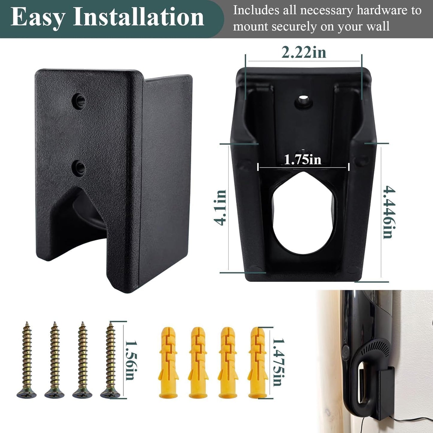 1 Pc Wall Mount Vacuum Holder Compatible with Shark Handheld Vacuum Models CH900WM, CH951, CH951C, CH901, CH950, Charging Dock, Mounts Easily to The Wall, Save Space & Reduce Clutter