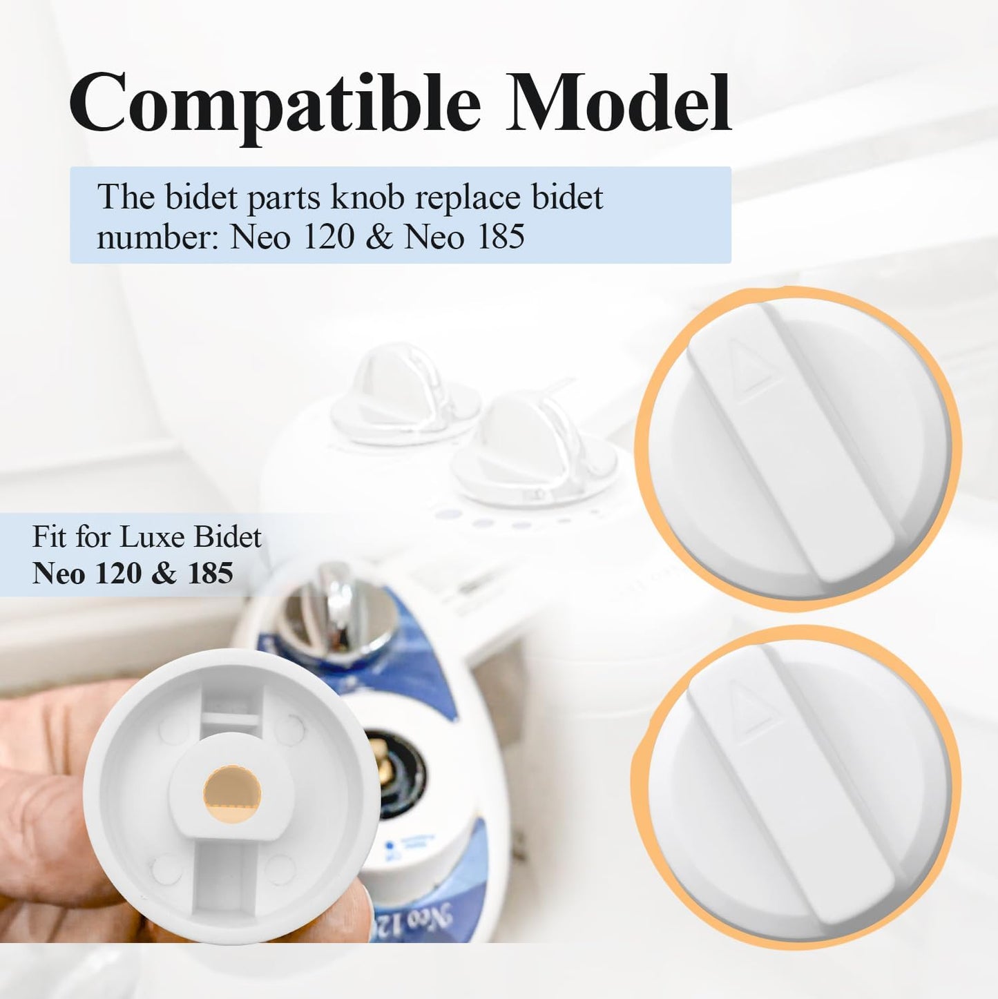 4 Pcs White Bidet Seats Replacement Knob Fit for Luxe Bidet Neo 120 & Neo 185, Knob Accessories for Luxe Bidet Neo 120 & Neo 185, Neo Knob, Non-Electric Bidet Attachment for Toilet Seat
