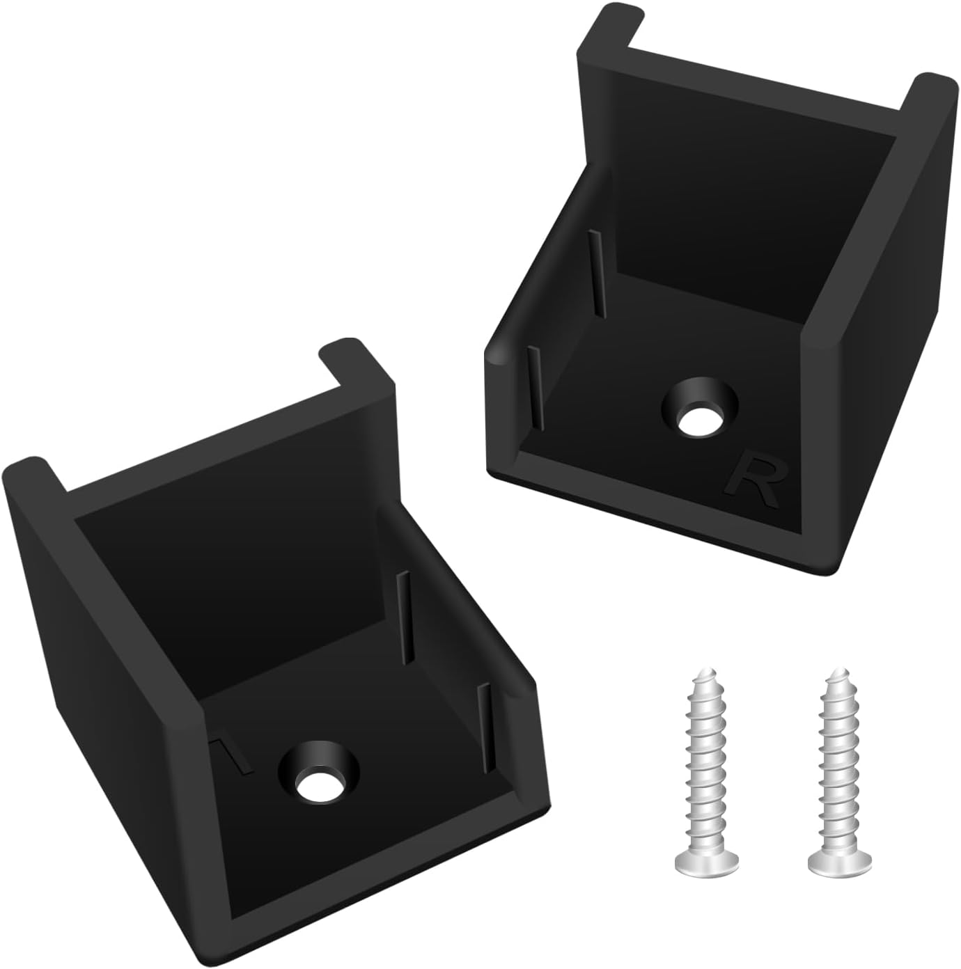 1 Left + 1 Right (Black) Hand Hinge with Ribs, Anti-Rattle Pontoon Gate Door Stop for 1-1/4" Square Tubing, Injection Molded Pontoon Door Stop, Screw Included, Direct Mounting with 1#10 Screws