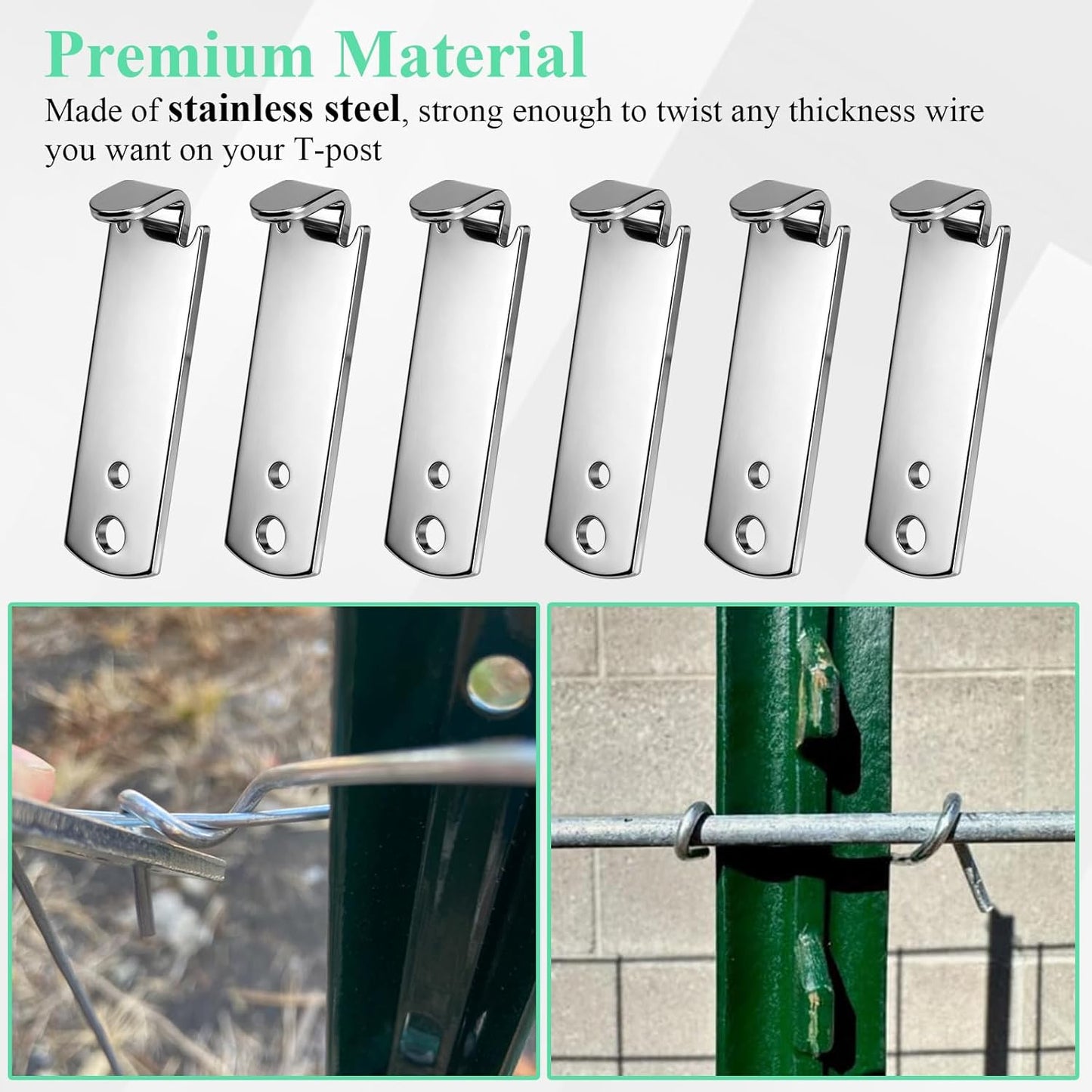 6 Pcs 2 Holes Wire Twister, for T-posts, U-posts, Y-posts, Round Posts Fence, Multi-functional Bender, High-tensile Wire Tool, Twisting Tool, Fencing Tool, 5mm, 7mm Diameter Holes