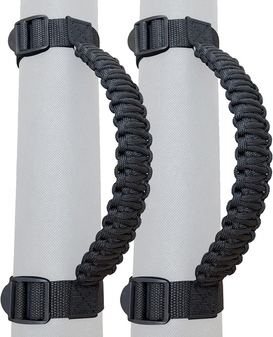 Roll Bar Grab Handles for Jeep Grab Handles for Jeep Wrangler YJ TJ JK JKU JL JLU 1987-2024 Paracord Grab Handle 250 Pounds Load,Black