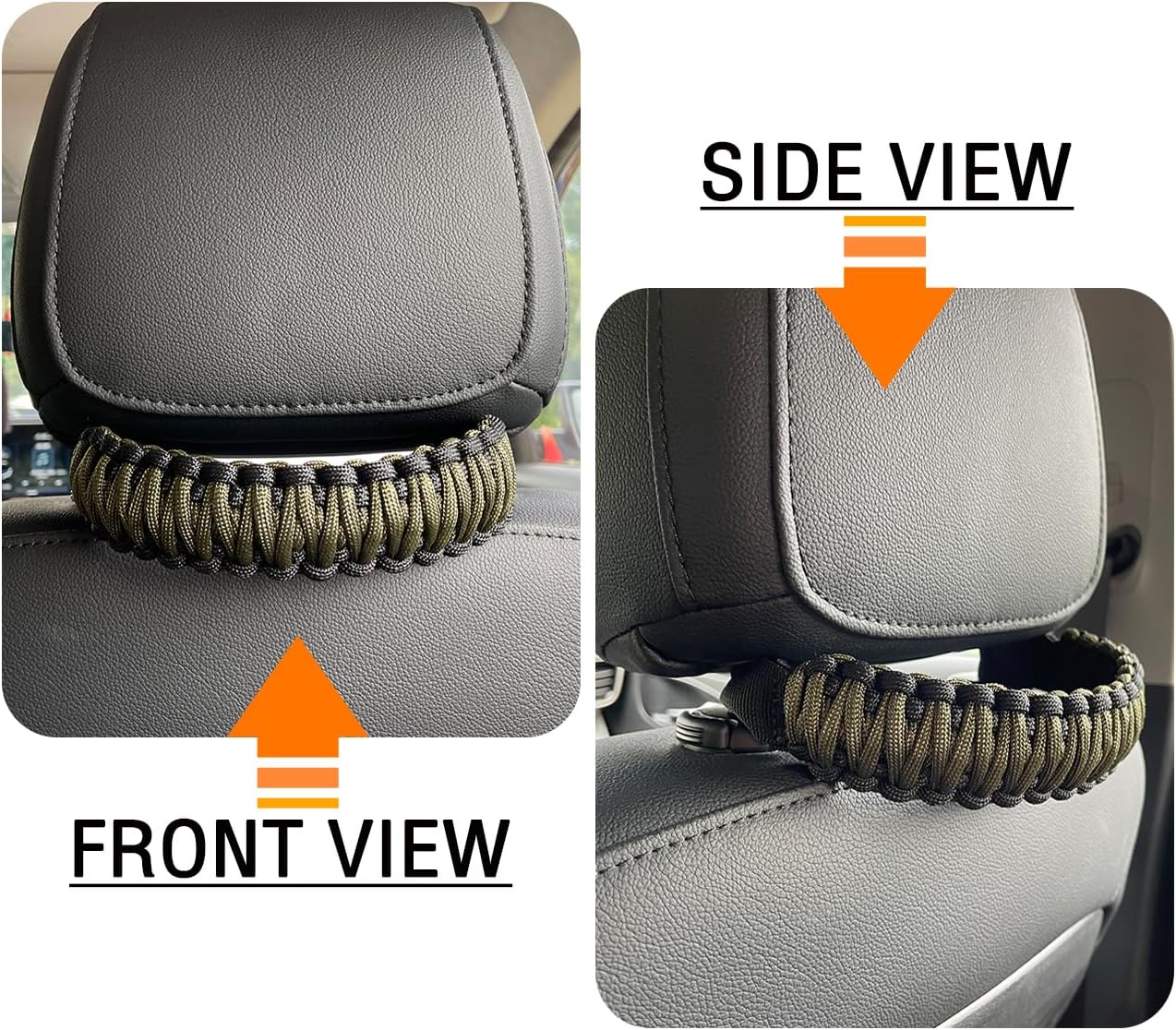 Headrest Grab Handles Universal Grip Handles,Passenger Support Handles for Jeep Wrangler,Ford Bronco,Toyota,Tacoma,Trucks,SUV,Cars,2Pack (Black&Olive)