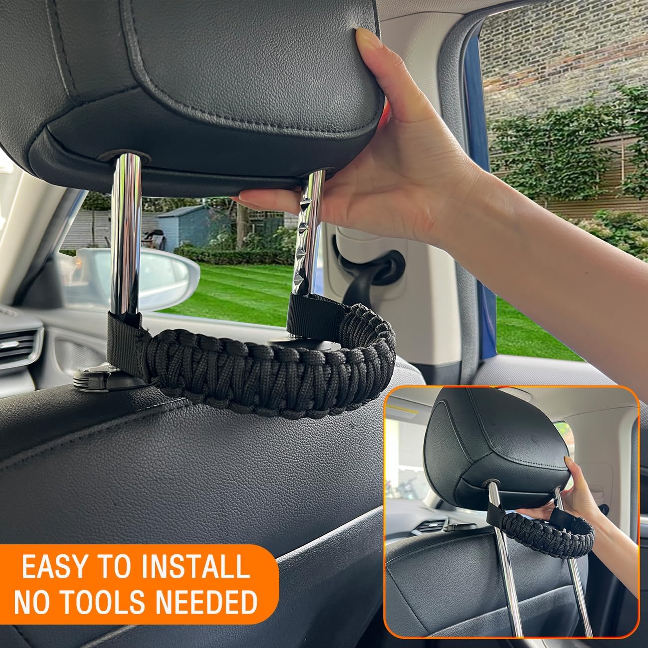 Headrest Grab Handles Universal Grip Handles,Passenger Support Handles for Jeep Wrangler,Ford Bronco,Toyota,Tacoma,Trucks,SUV,Cars,2Pack (Black&Olive)