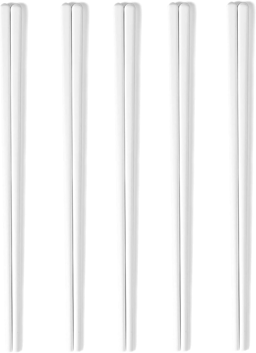 Ceramic Chopsticks Set of 5, Porcelain Chinese Chopsticks Easy To Clean, 9.6-Inch (White)