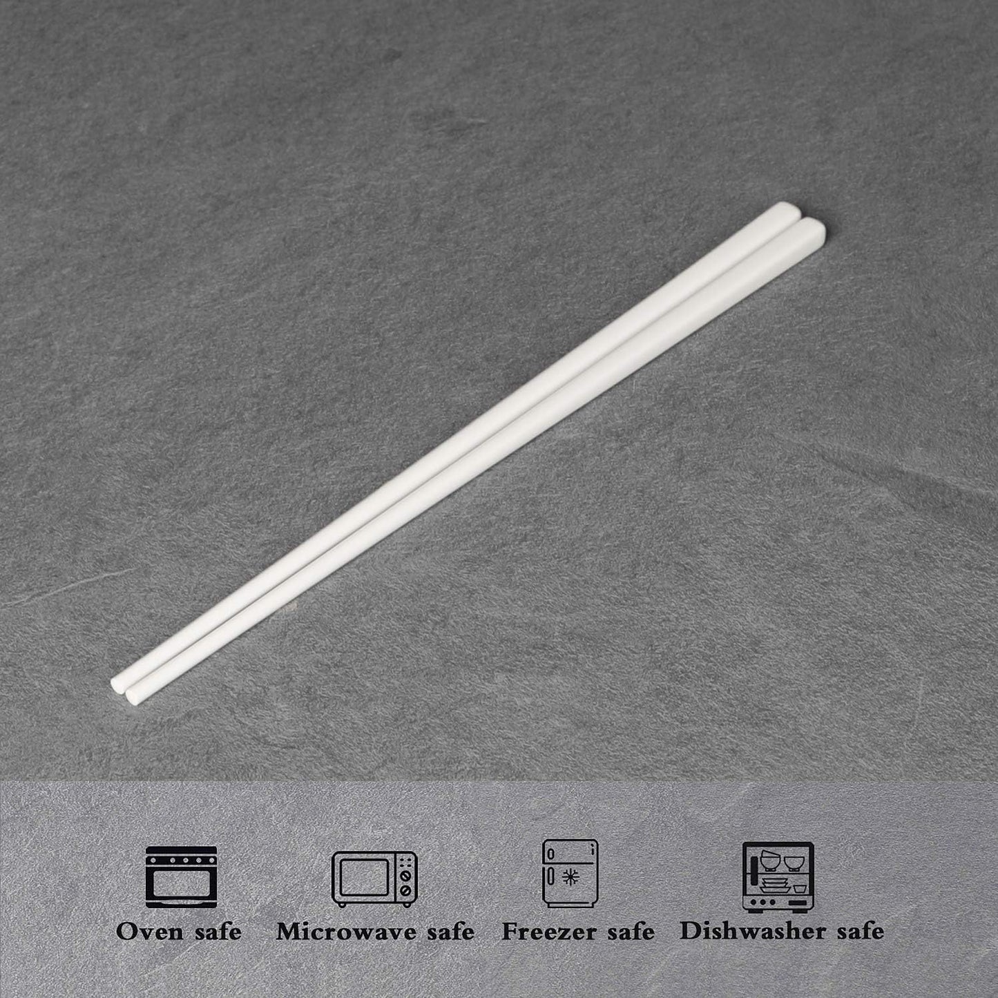 Ceramic Chopsticks Set of 5, Porcelain Chinese Chopsticks Easy To Clean, 9.6-Inch (White)