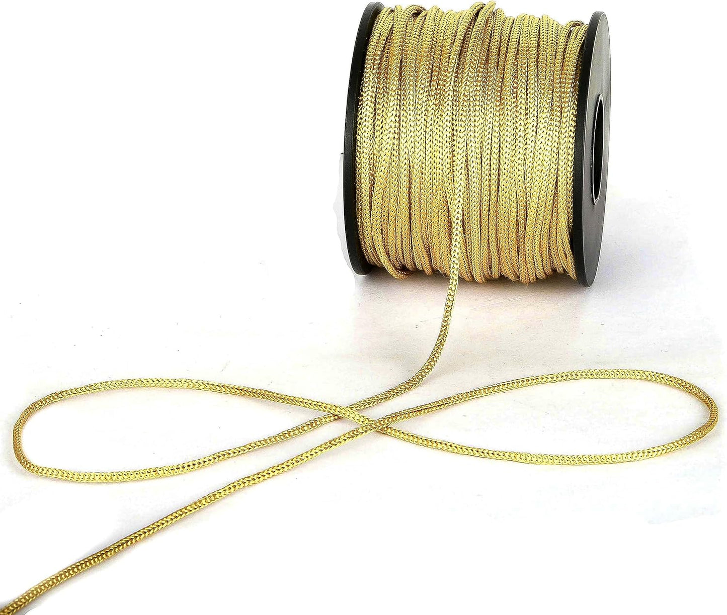 Nylon Satin Cord, 2mm 50 Yards Braided Lift Shade Cord for Necklace Bracelet String Cord, Blind Shade, Trim and Shoelaces (Gold)